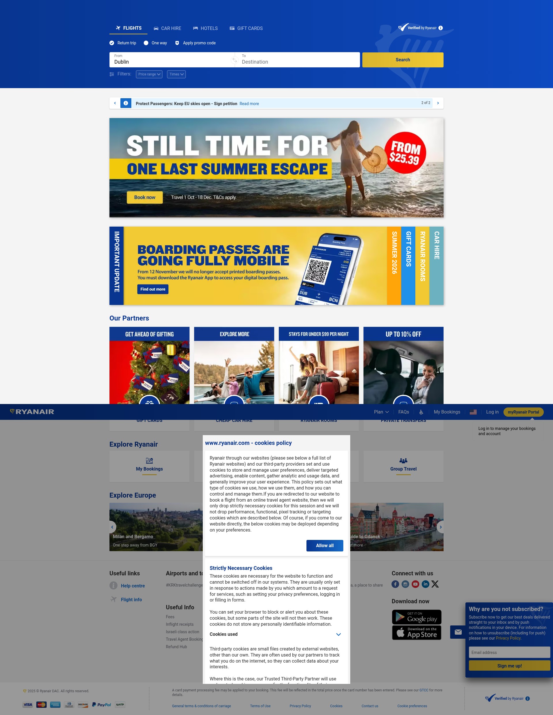 Screenshot of ryanair.com