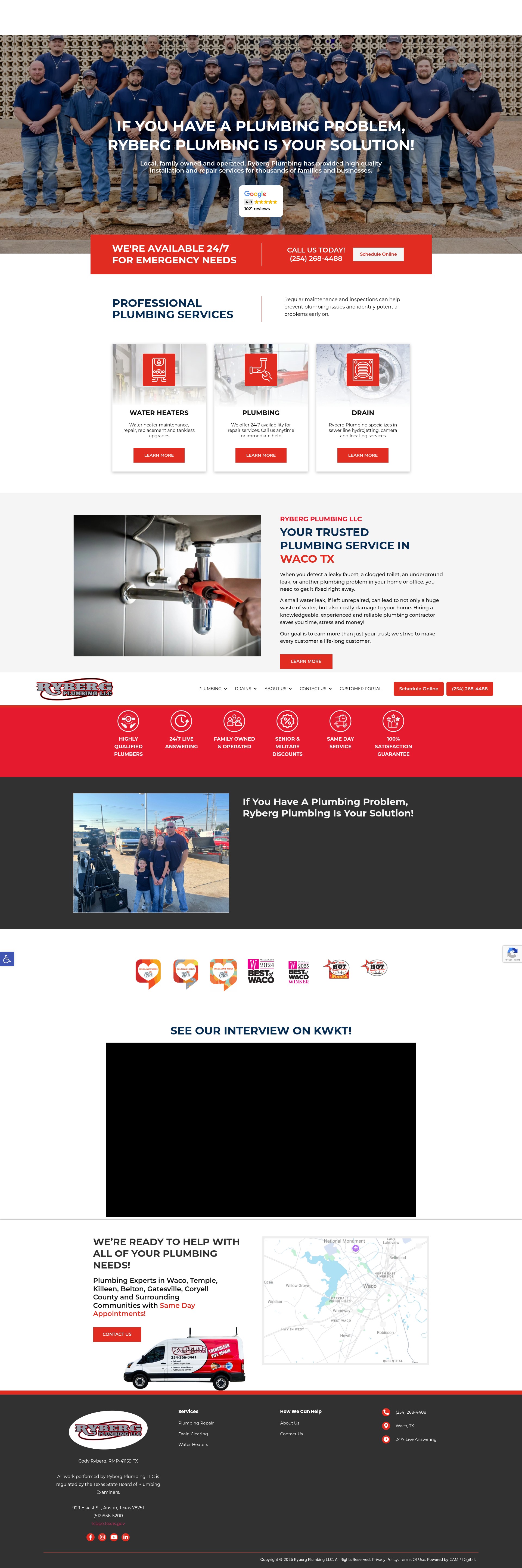 Screenshot of rybergplumbingwaco.com