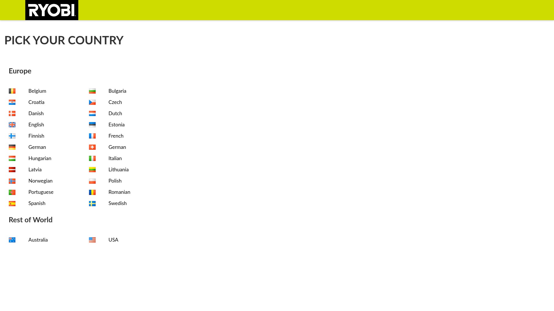 Screenshot of ryobitools.eu