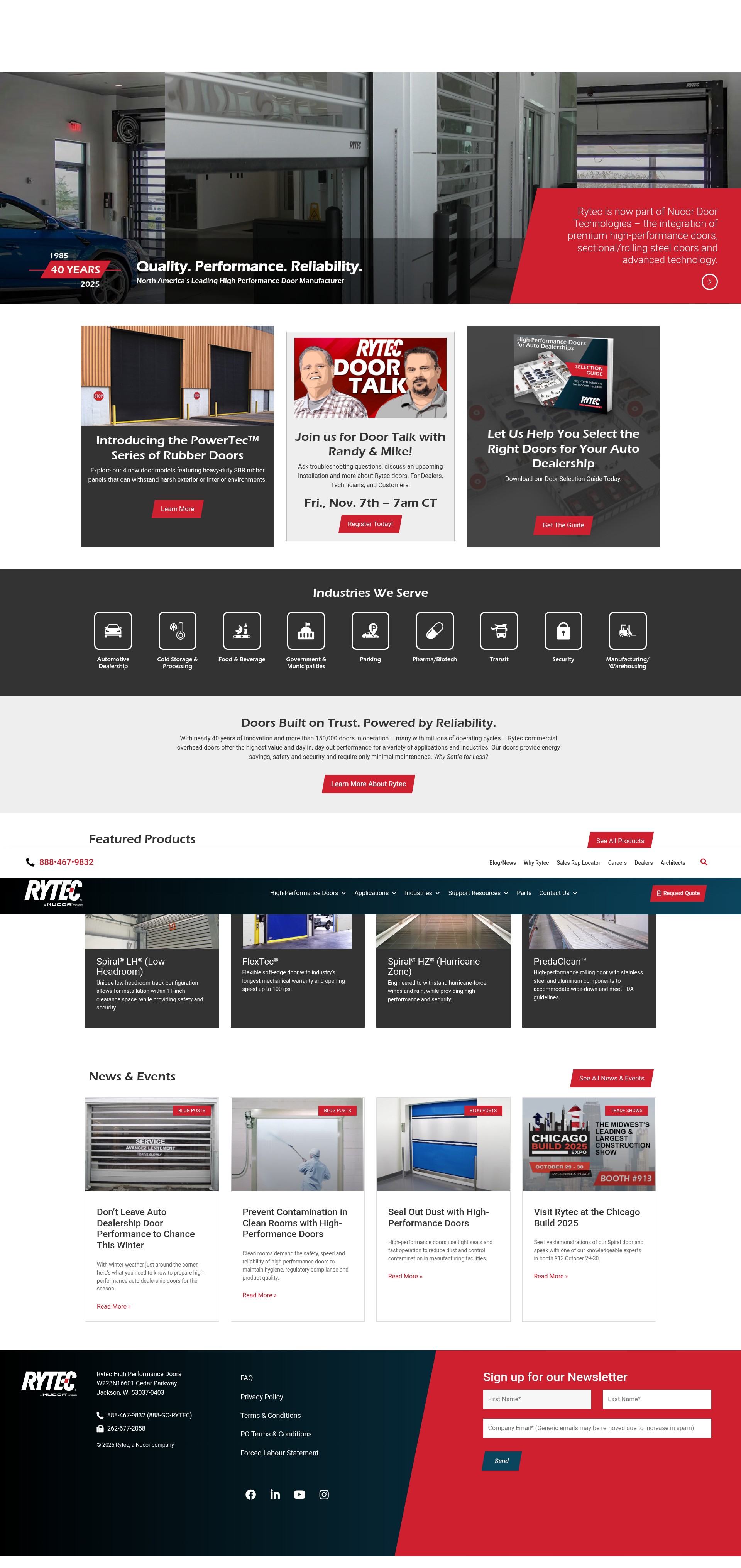 Screenshot of rytecdoors.com