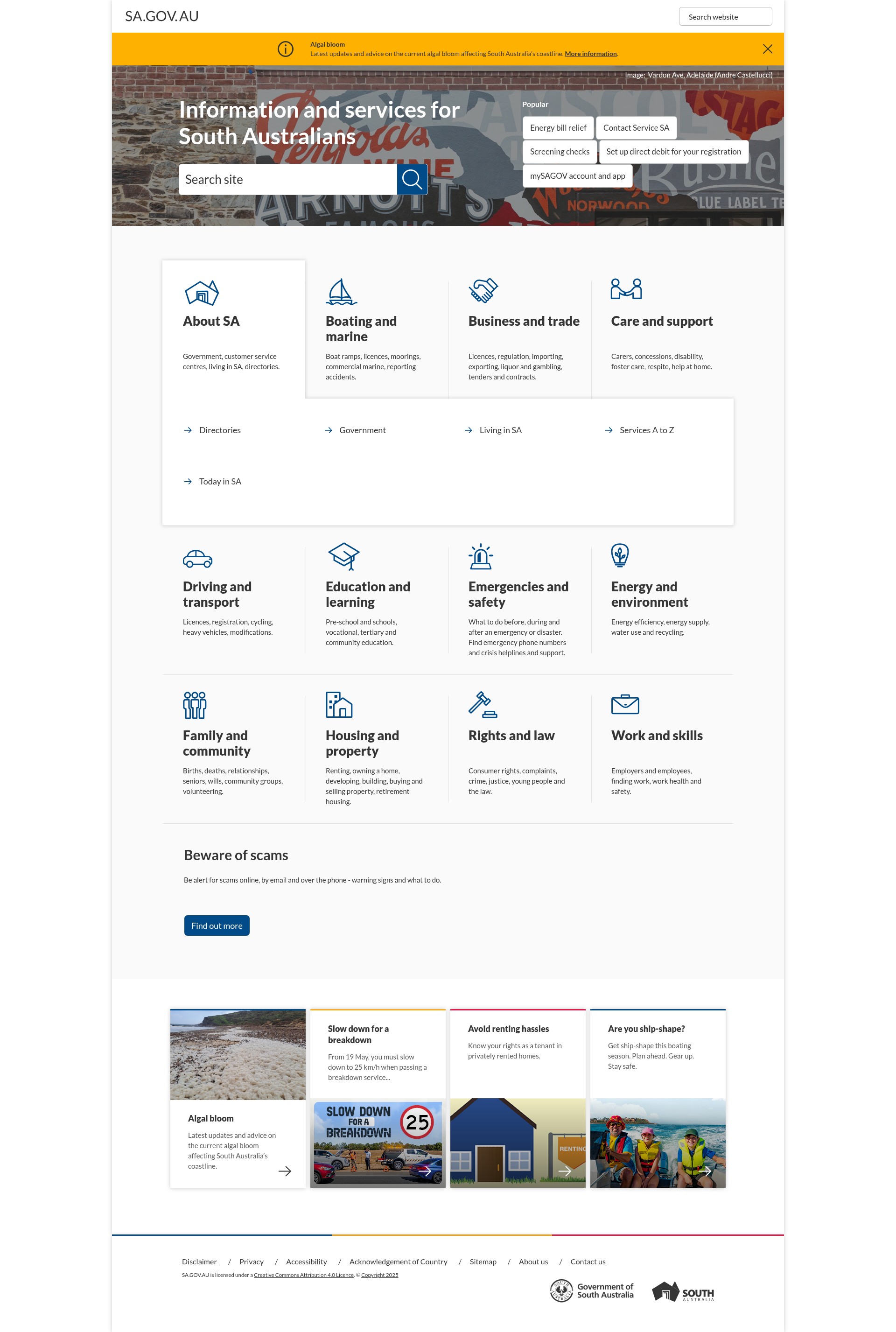 Screenshot of sa.gov.au