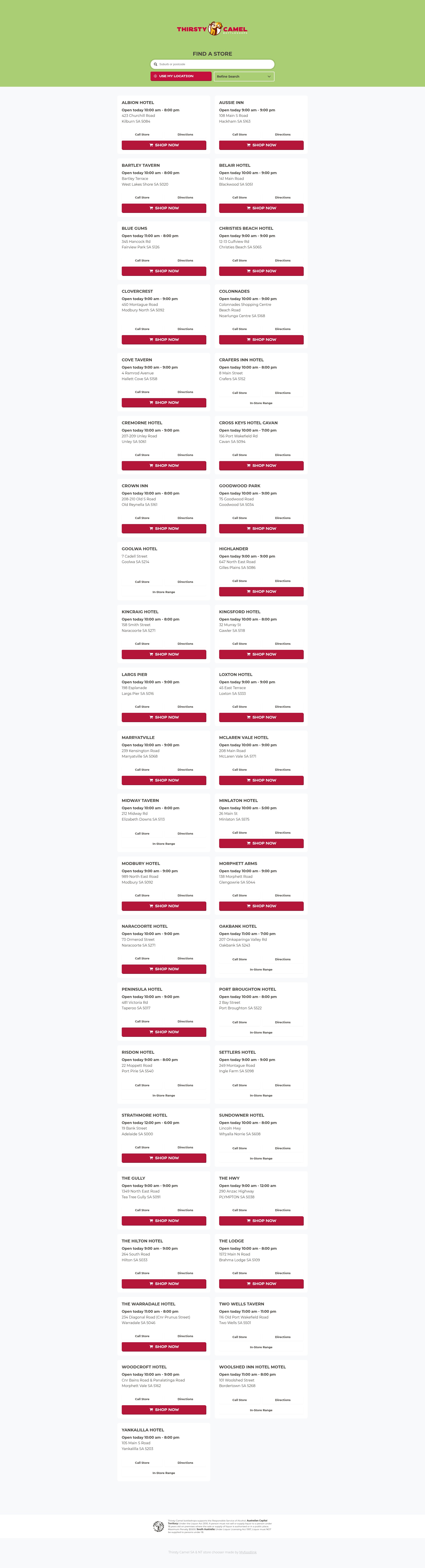 Screenshot of sa.thirstycamelonline.com.au