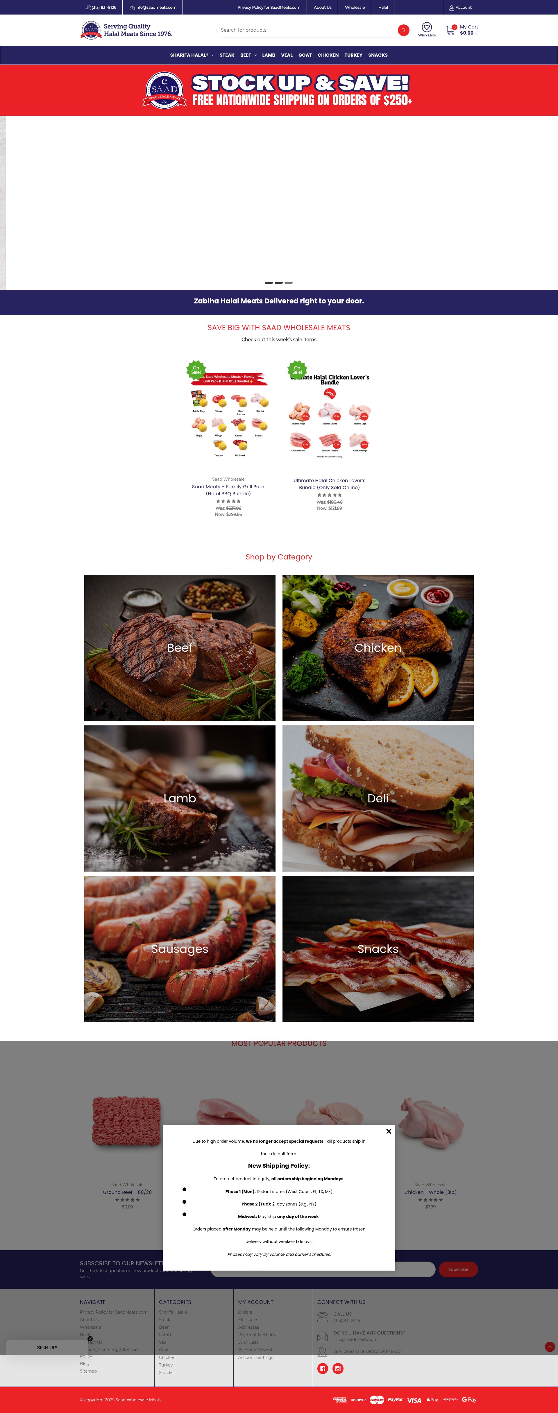 Screenshot of saadmeats.com