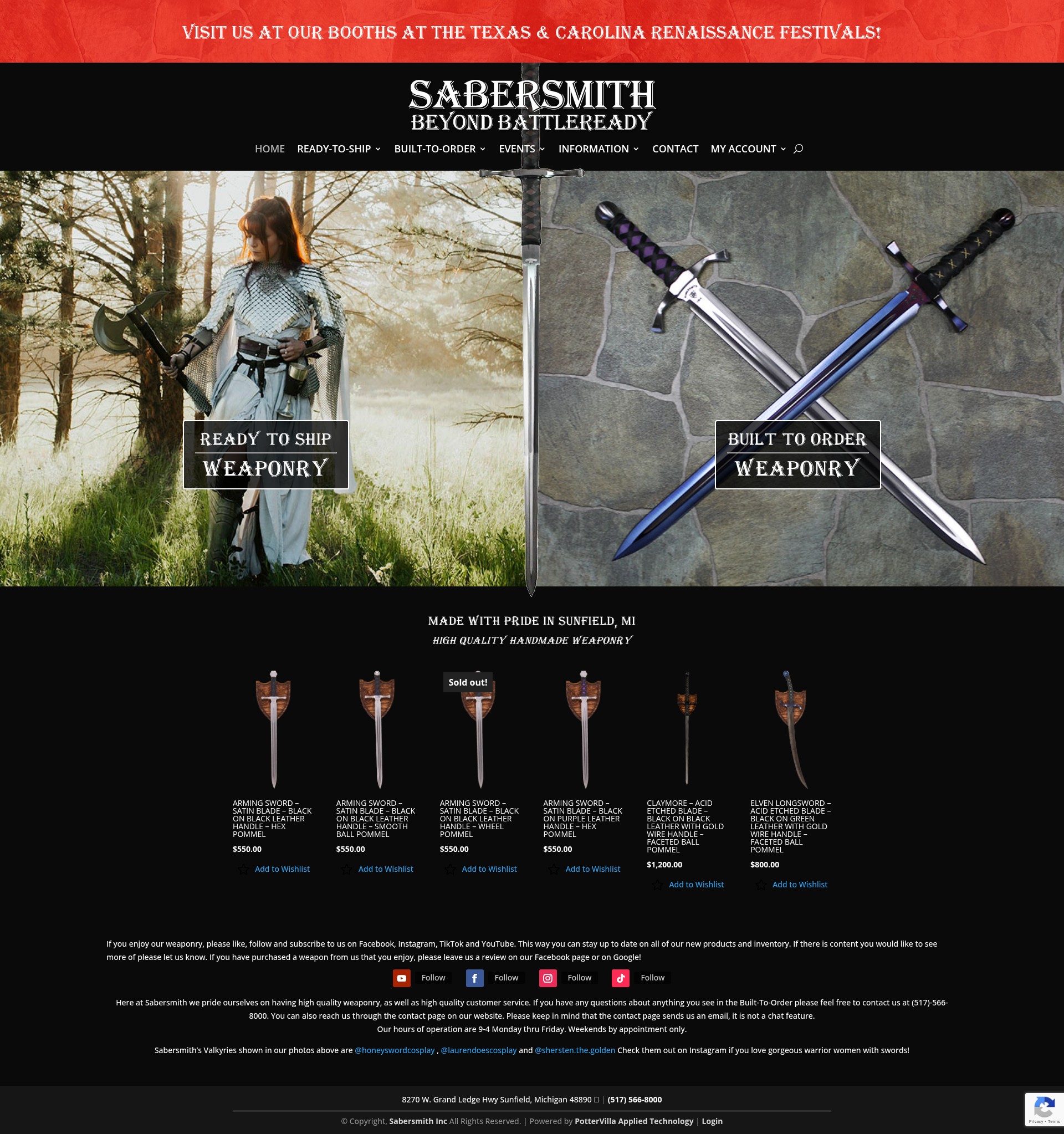 Screenshot of sabersmith.com