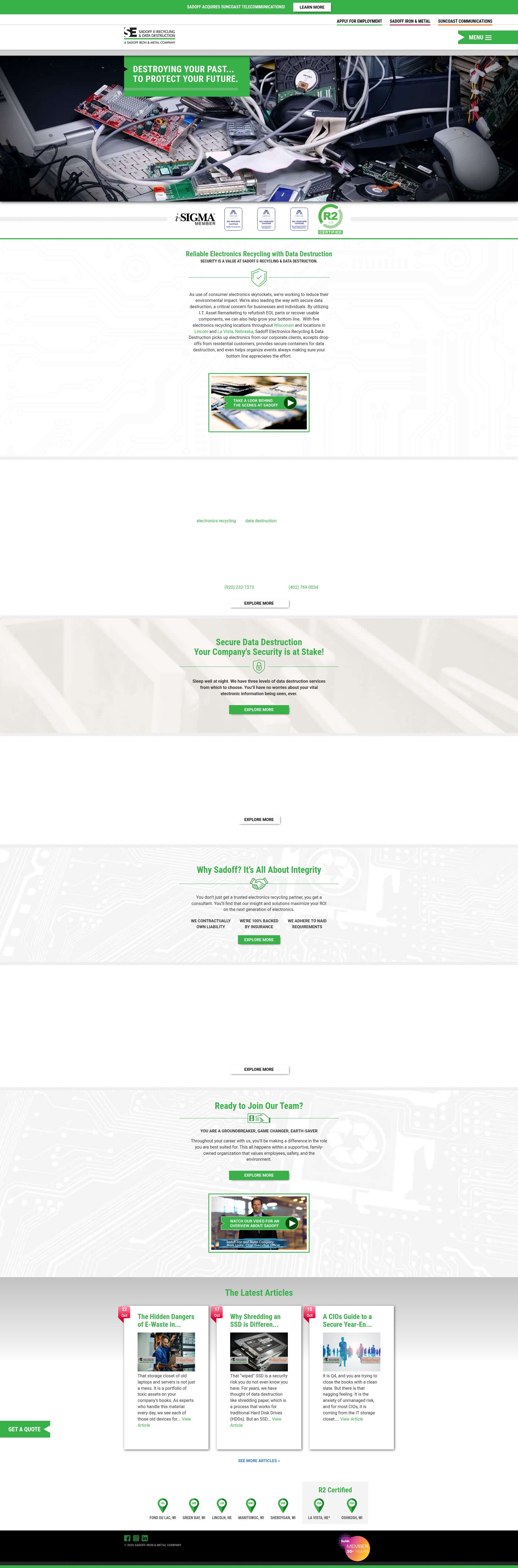 Screenshot of sadoffelectronicsrecycling.com
