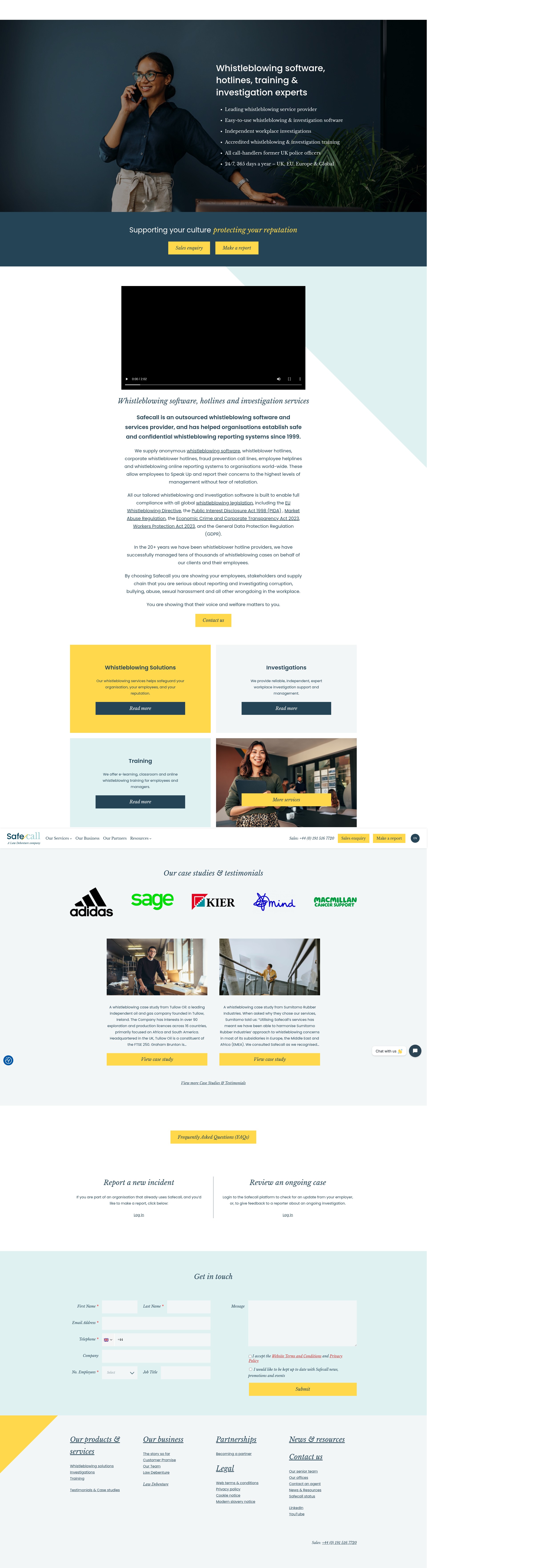 Screenshot of safecall.co.uk
