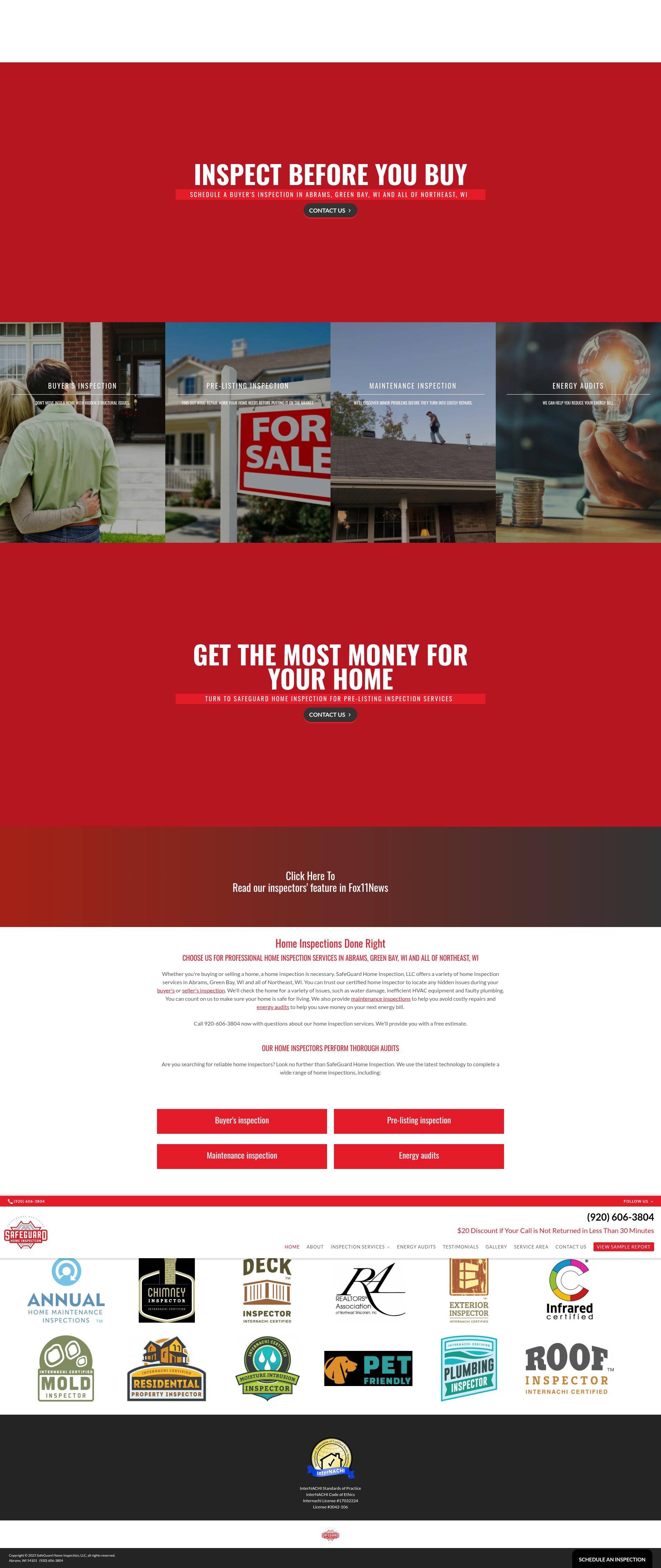 Screenshot of safeguardhomeinspects.com