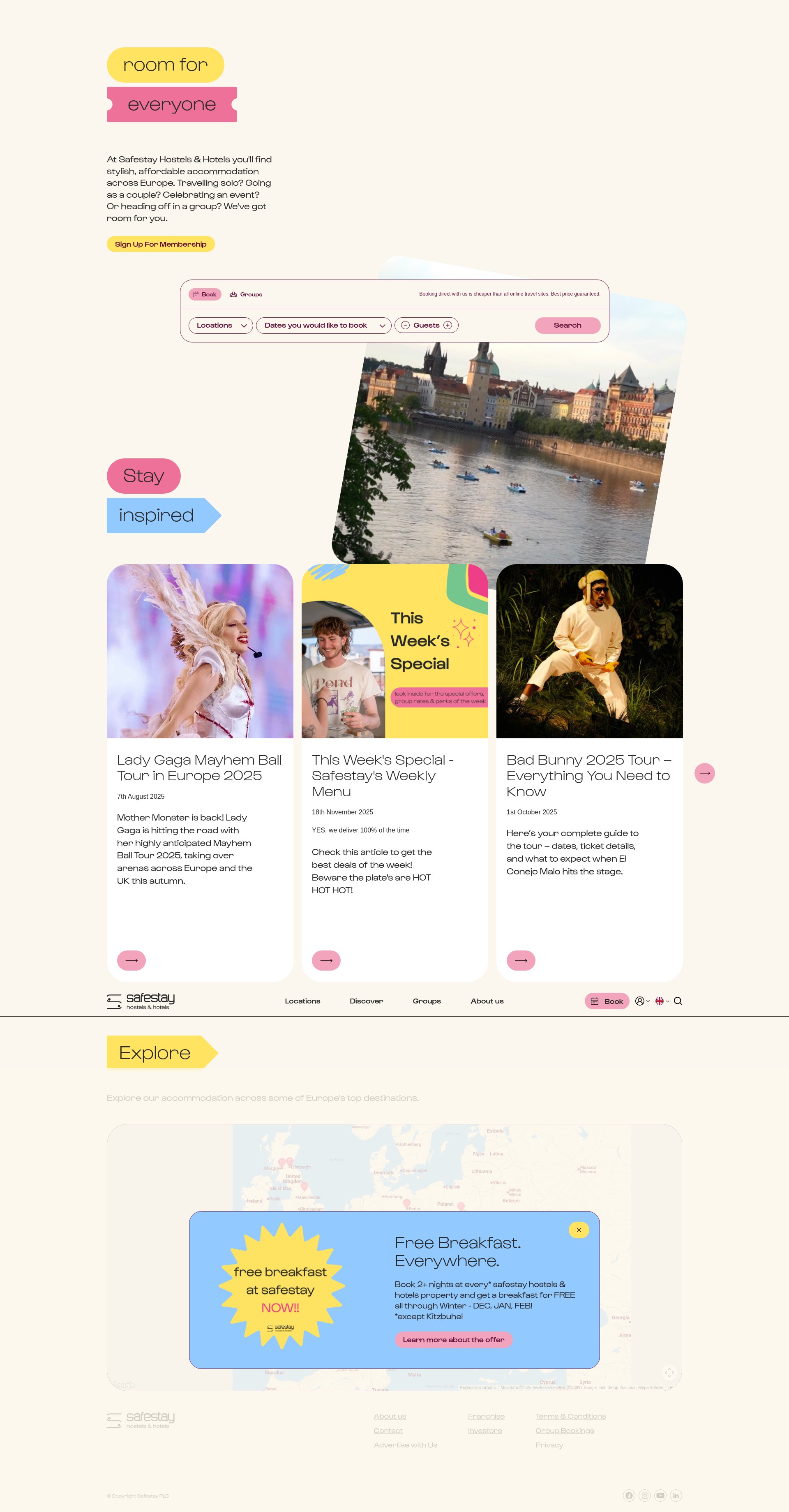Screenshot of safestay.com