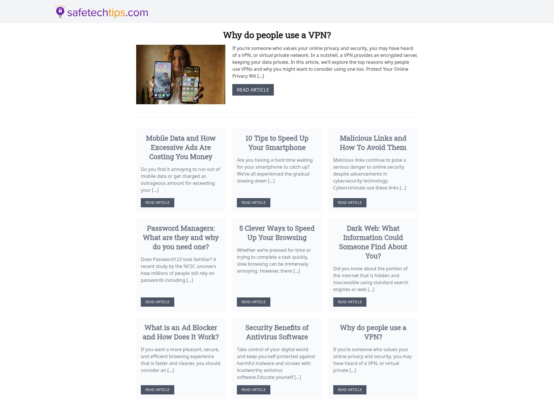 Screenshot of safetechtips.com
