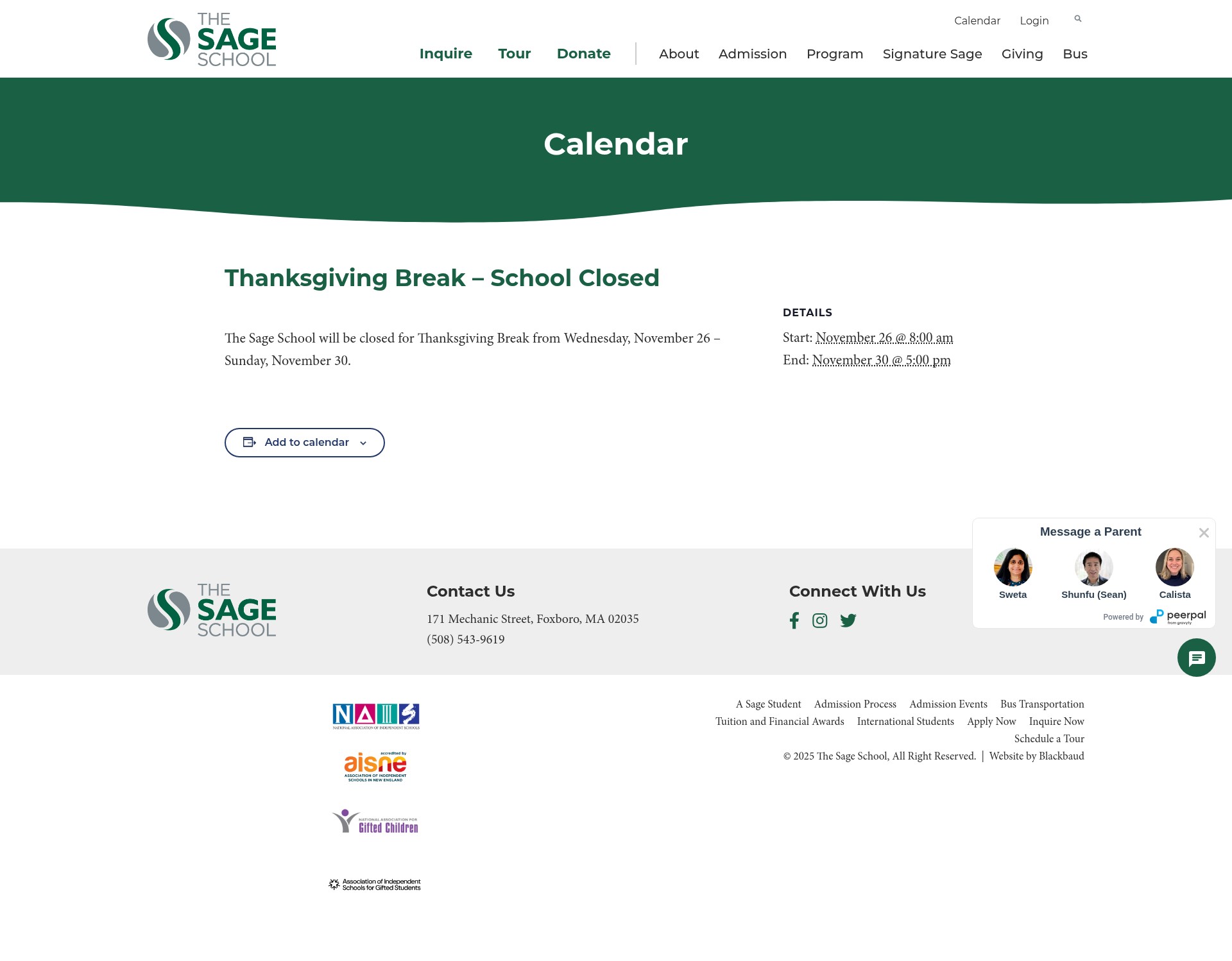 Screenshot of sageschool.org