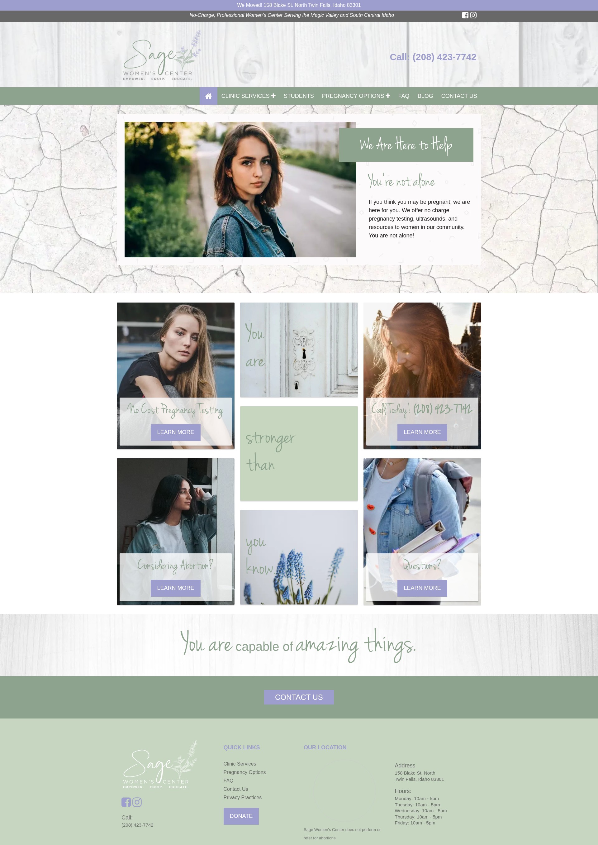 Screenshot of sagewomenscenter.org