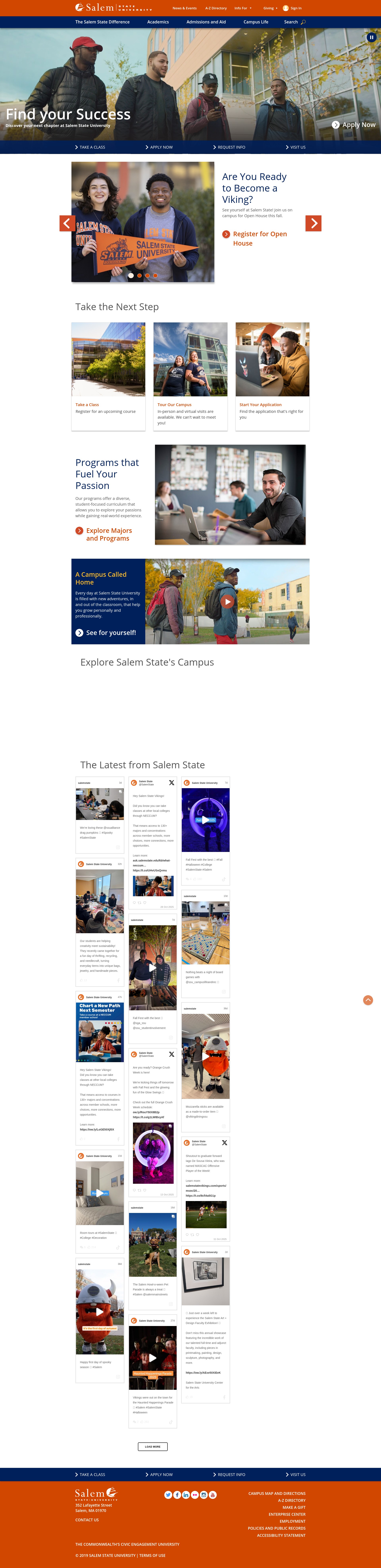Screenshot of salemstate.edu