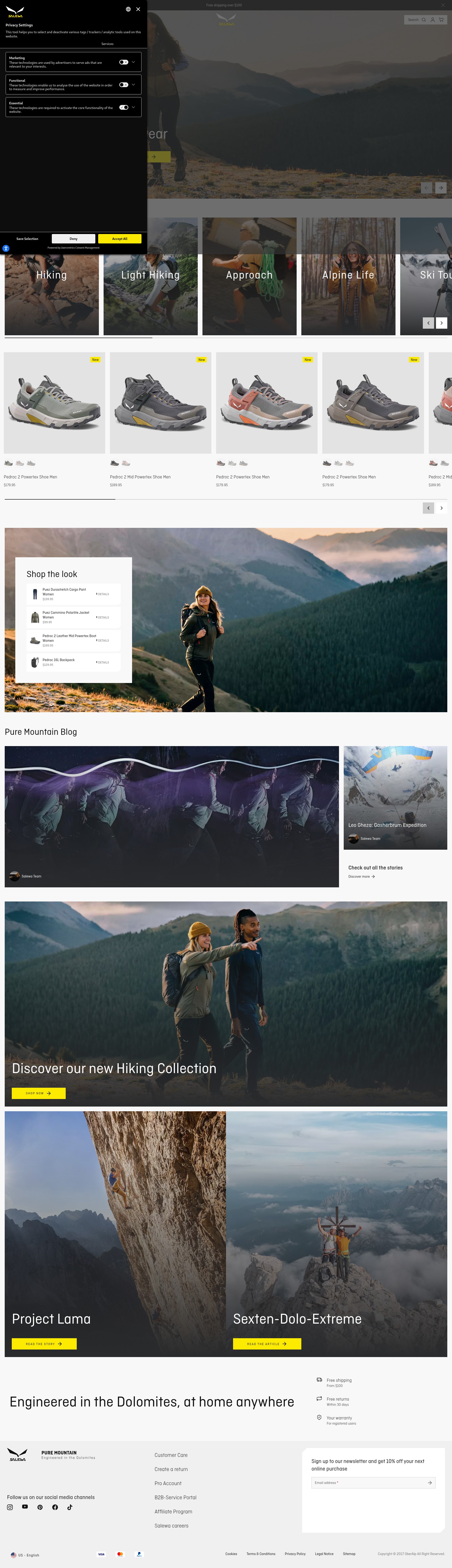 Screenshot of salewa.com