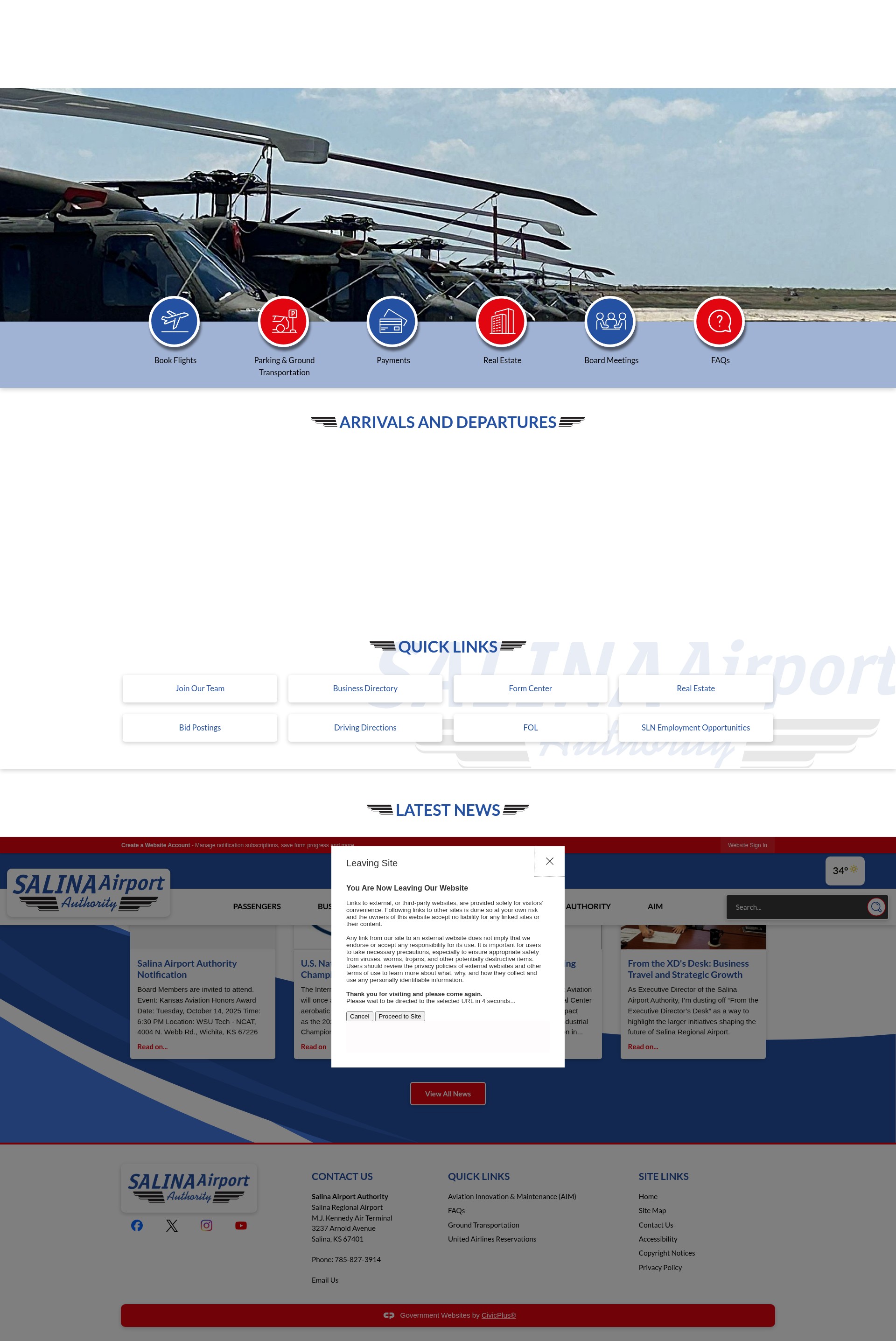 Screenshot of salinaairport.com