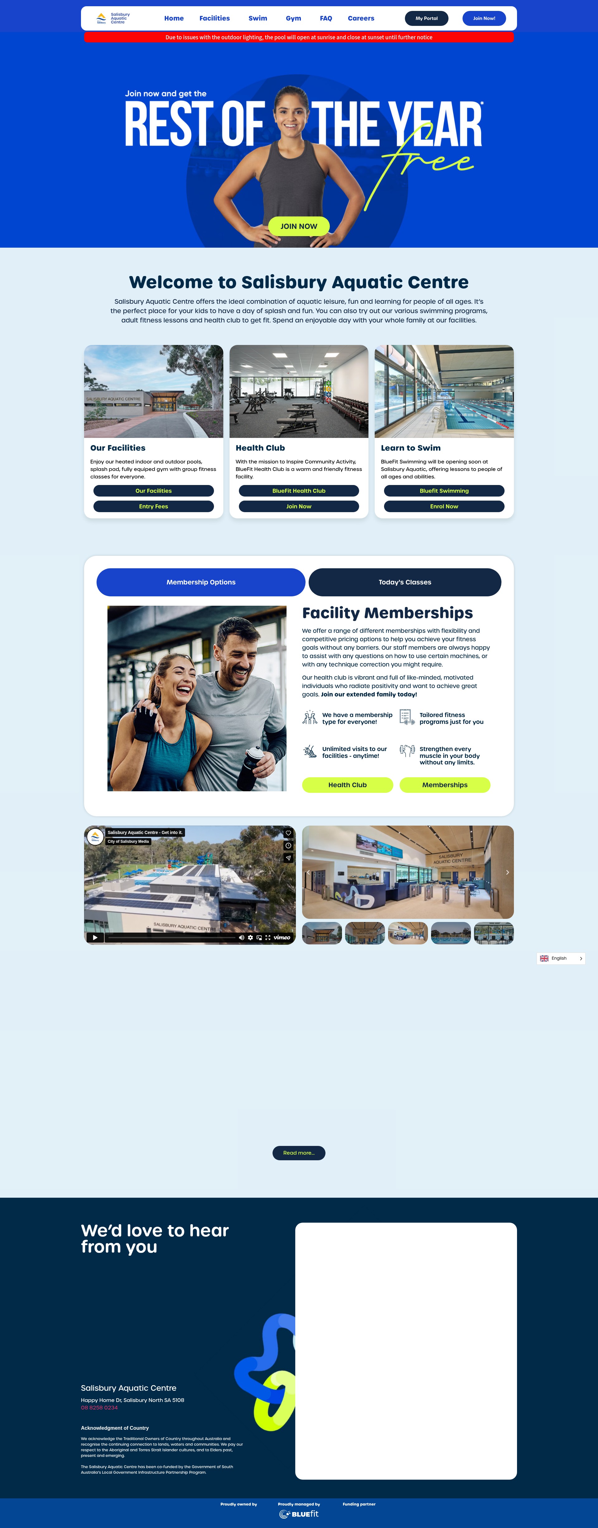 Screenshot of salisburyaquaticcentre.com.au