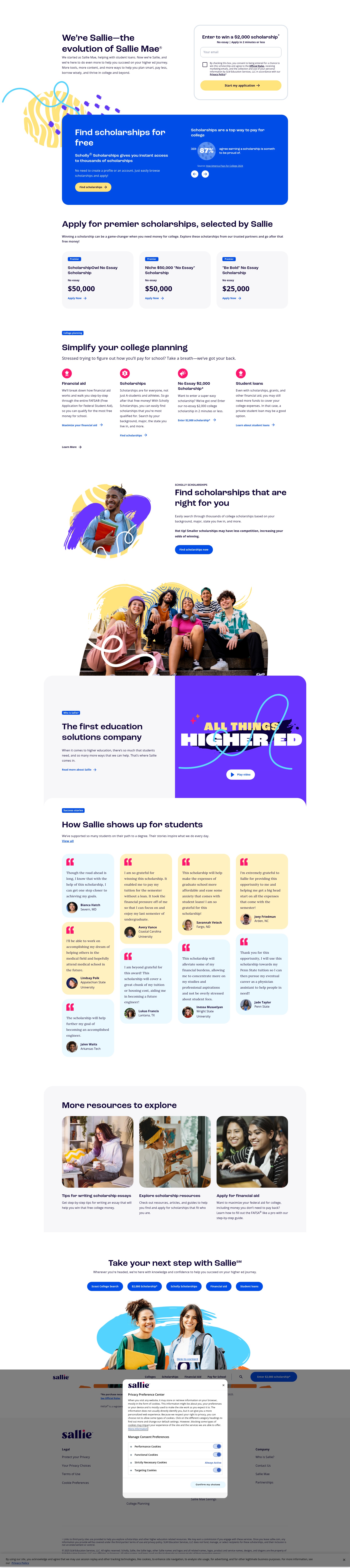 Screenshot of sallie.com