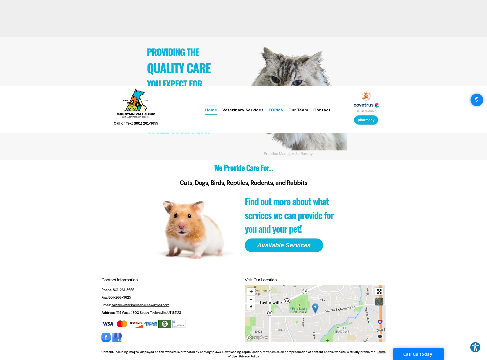Screenshot of saltlakevetservices.com