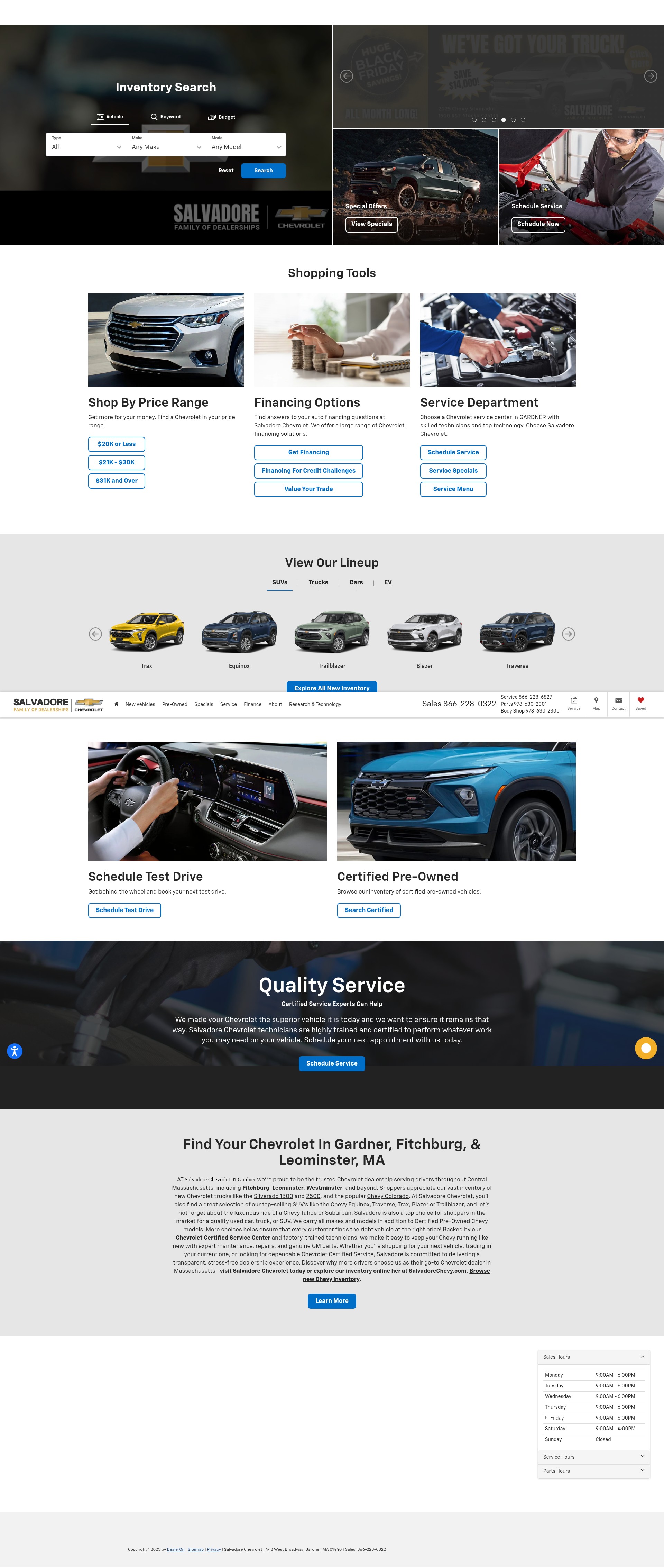 Screenshot of salvadorechevy.com