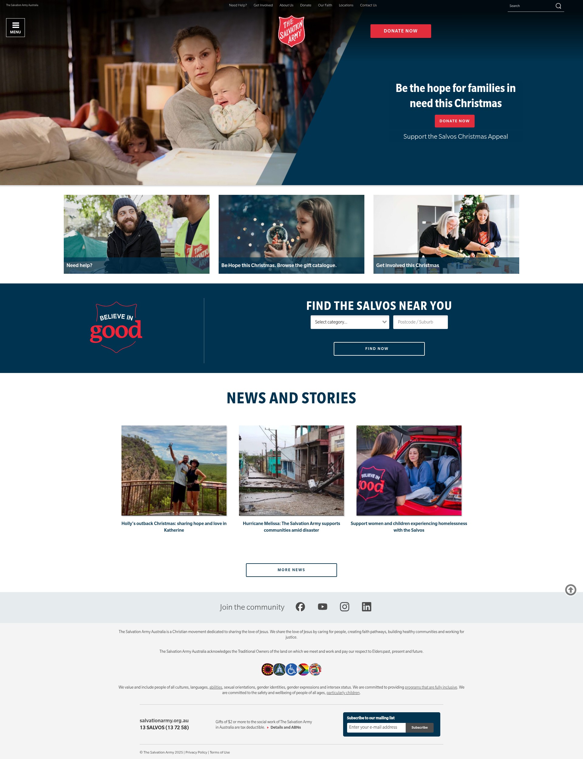 Screenshot of salvationarmy.org.au
