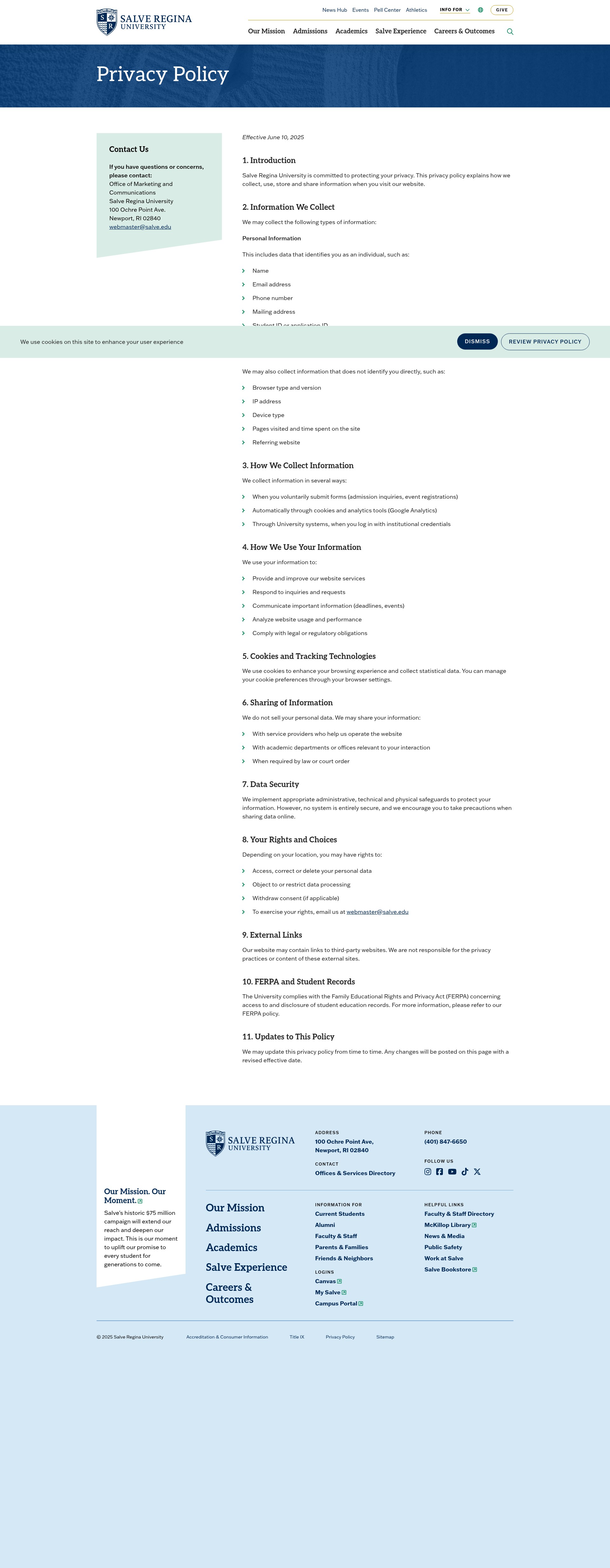 Screenshot of salve.edu