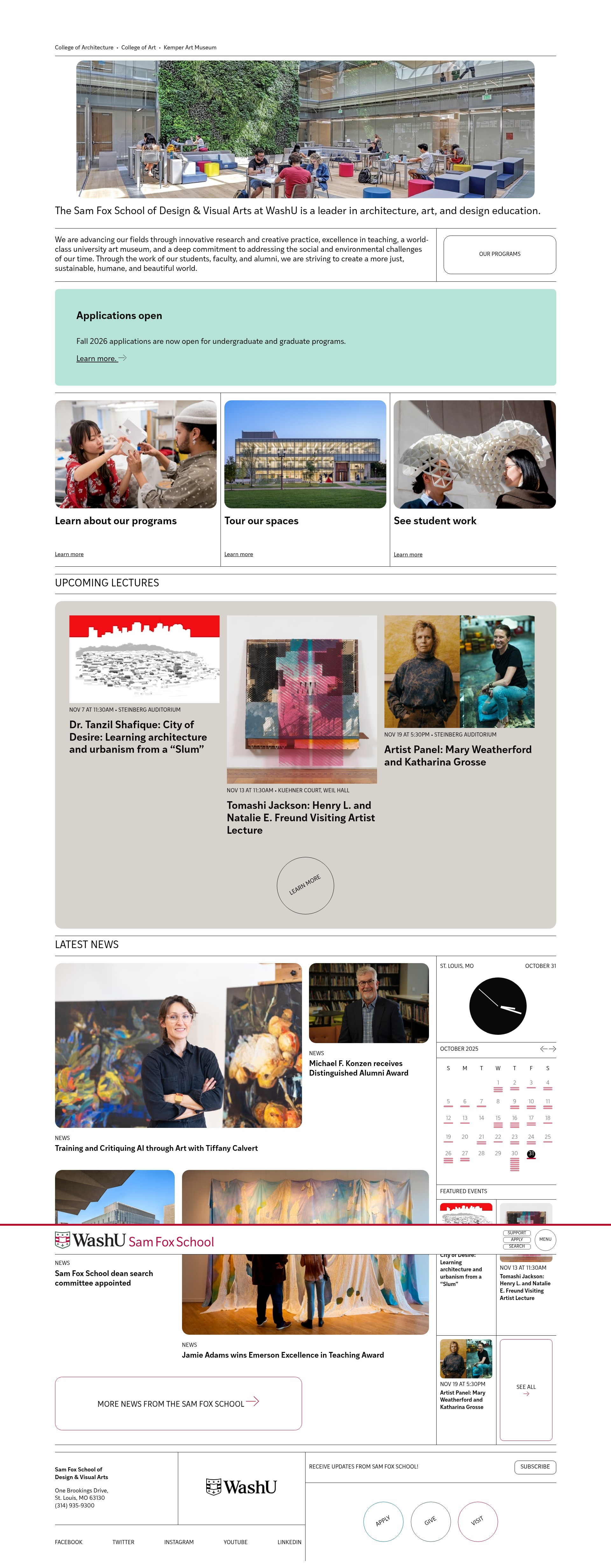 Screenshot of samfoxschool.washu.edu