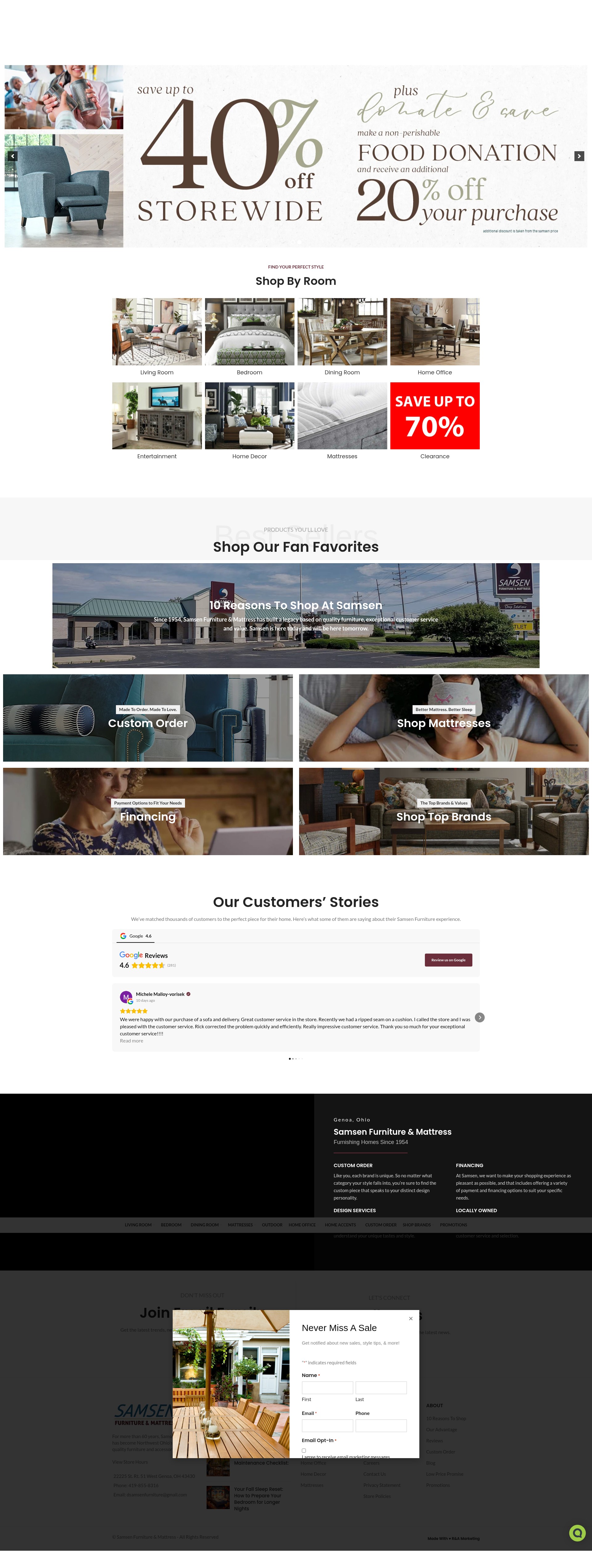 Screenshot of samsenfurniture.com