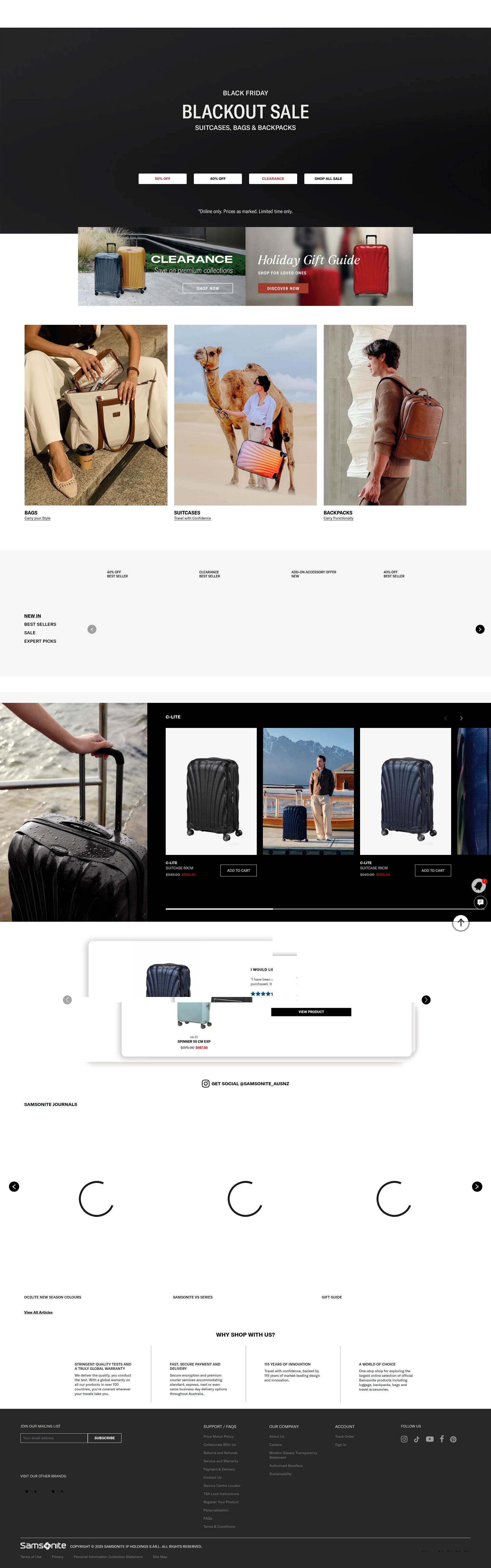Screenshot of samsonite.com.au