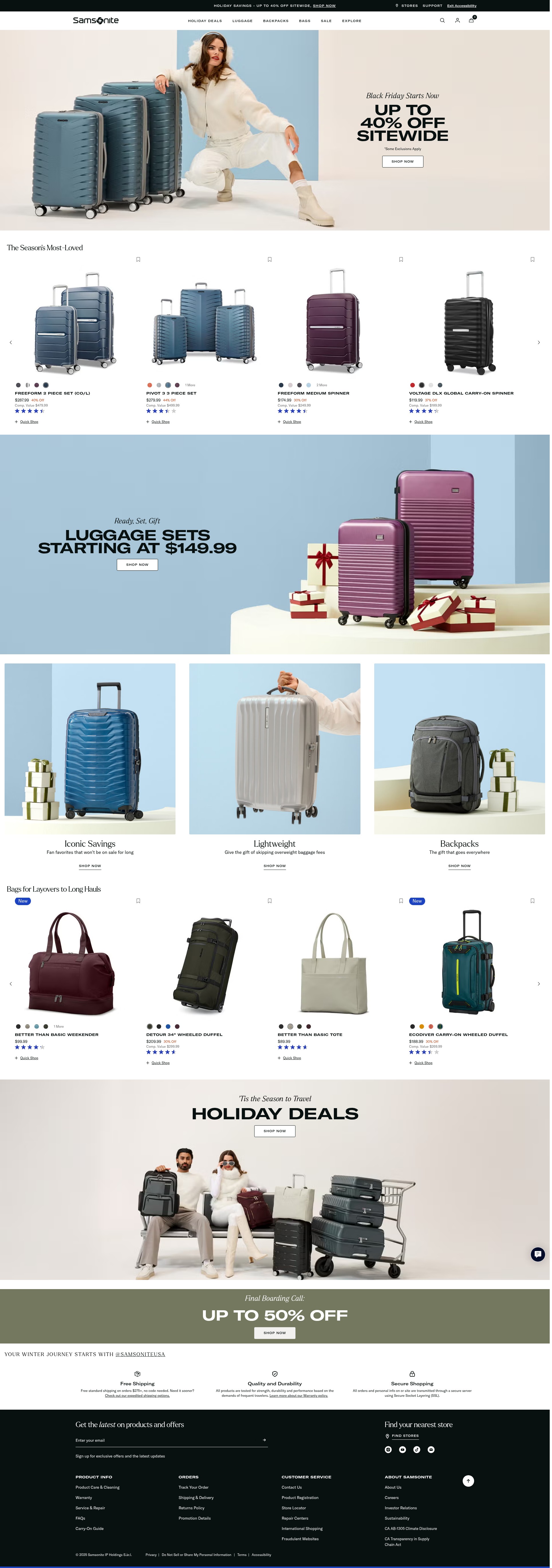 Screenshot of samsonite.com