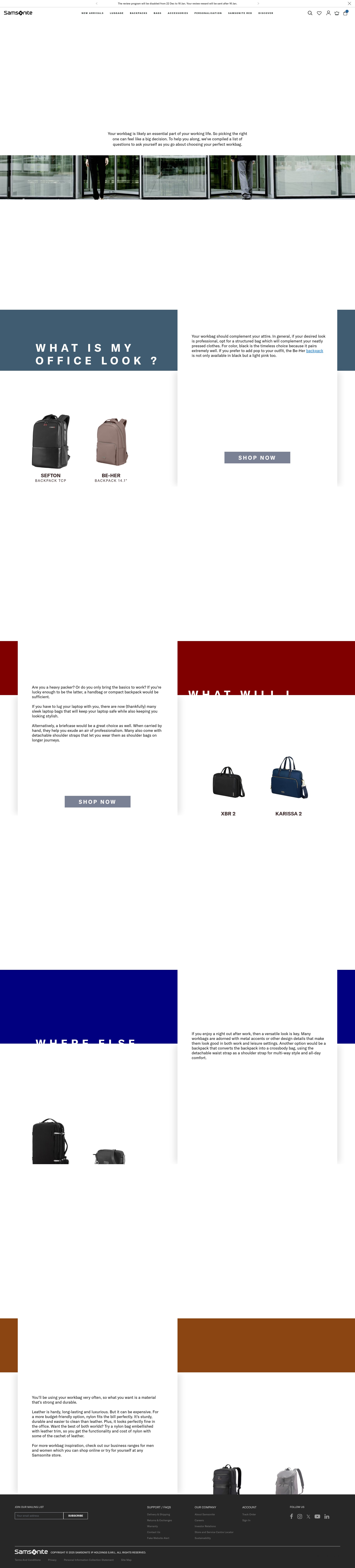 Screenshot of samsonite.in