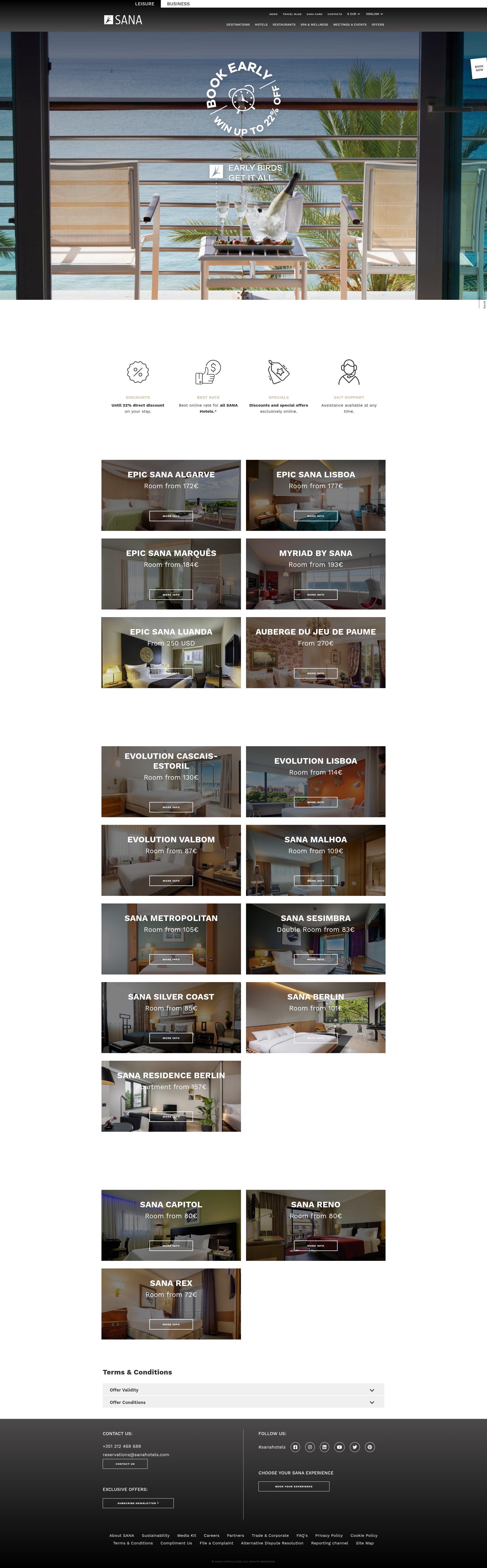 Screenshot of sanahotels.com