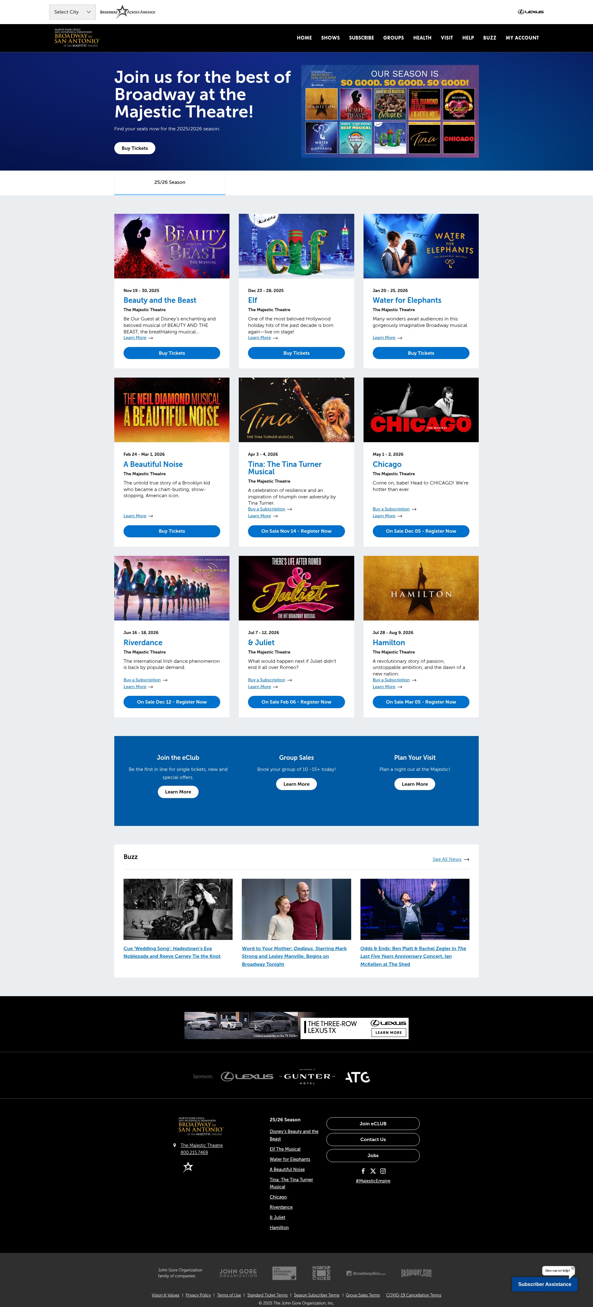 Screenshot of sanantonio.broadway.com