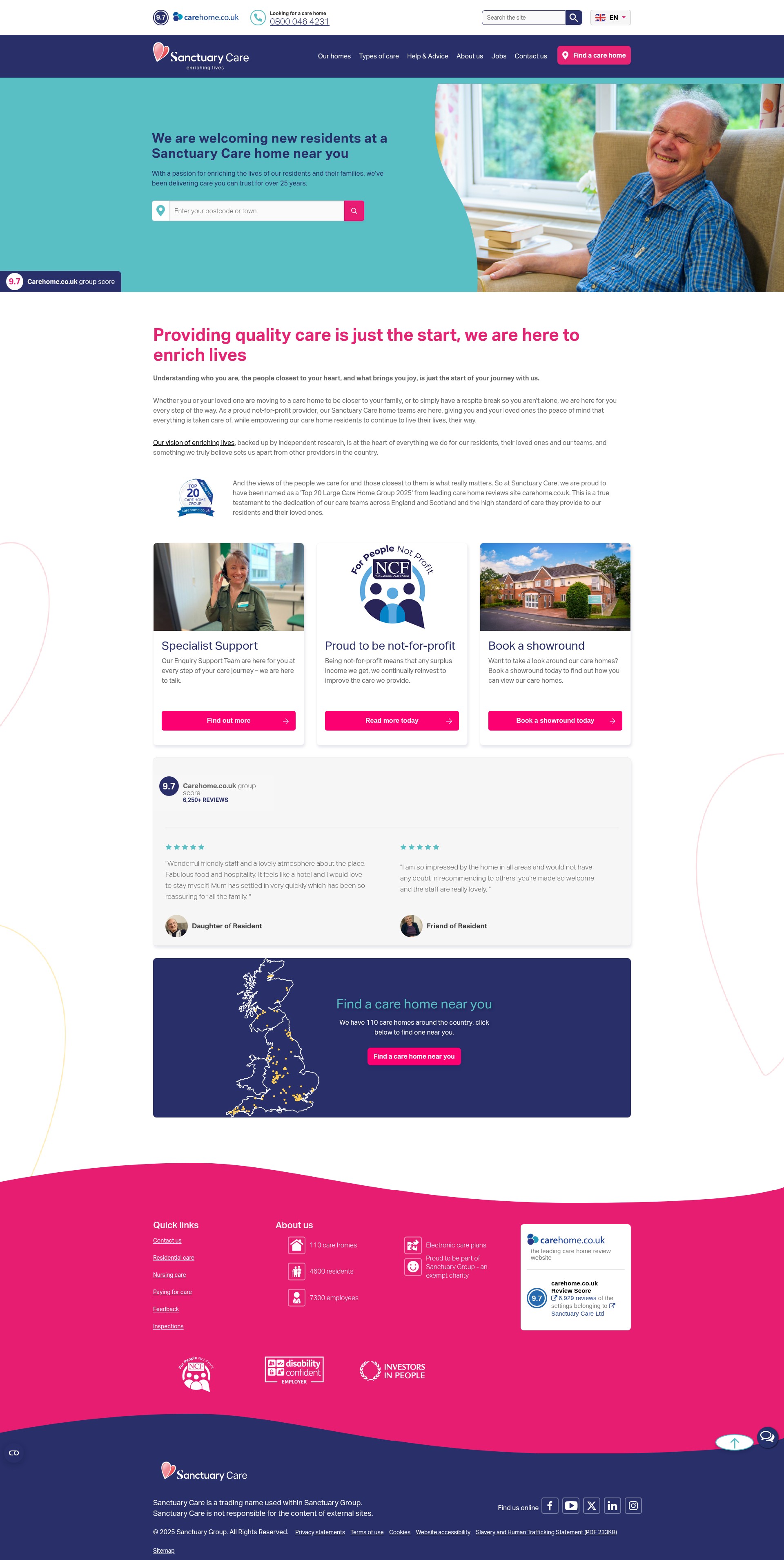 Screenshot of sanctuary-care.co.uk