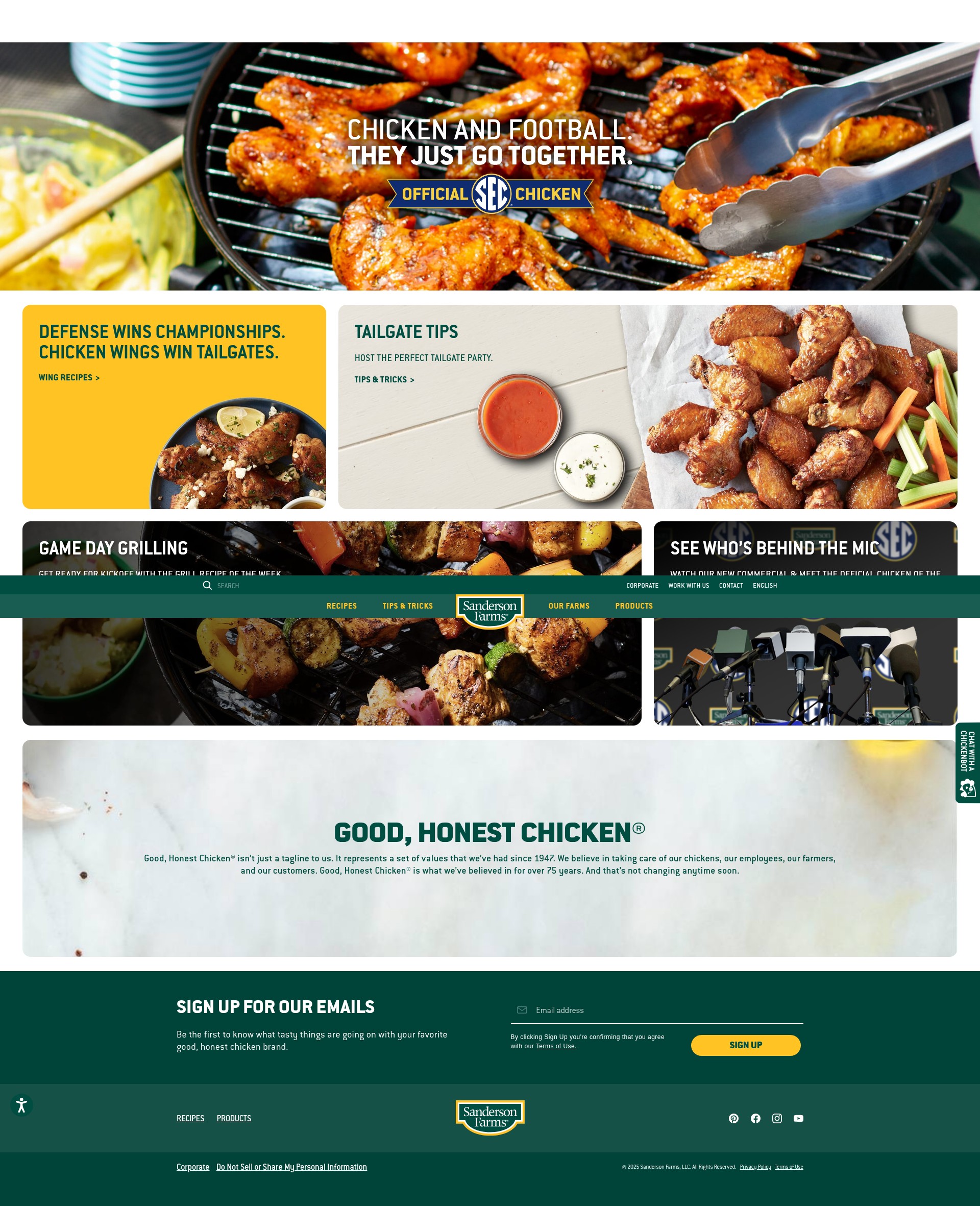 Screenshot of sandersonfarms.com