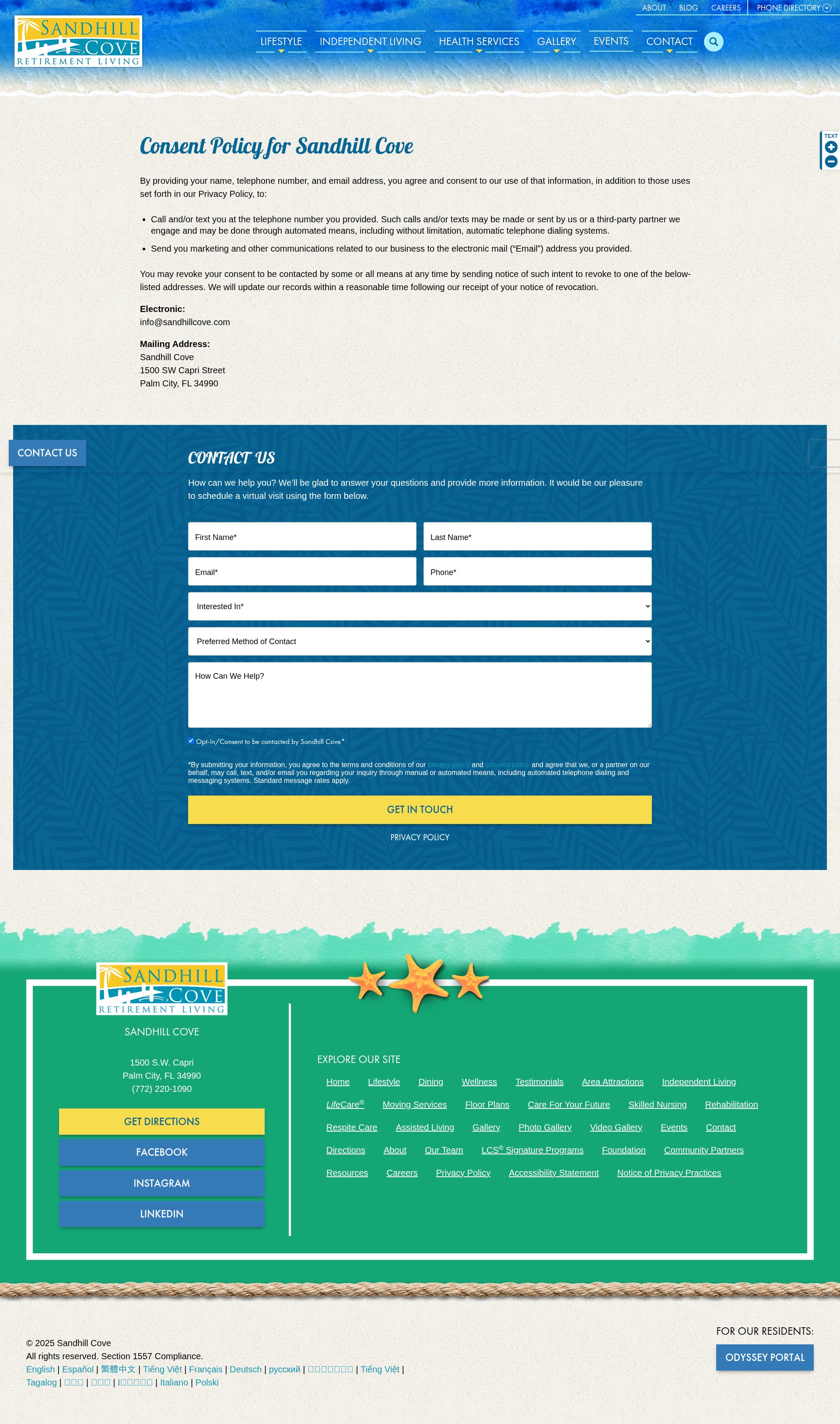 Screenshot of sandhillcove.com