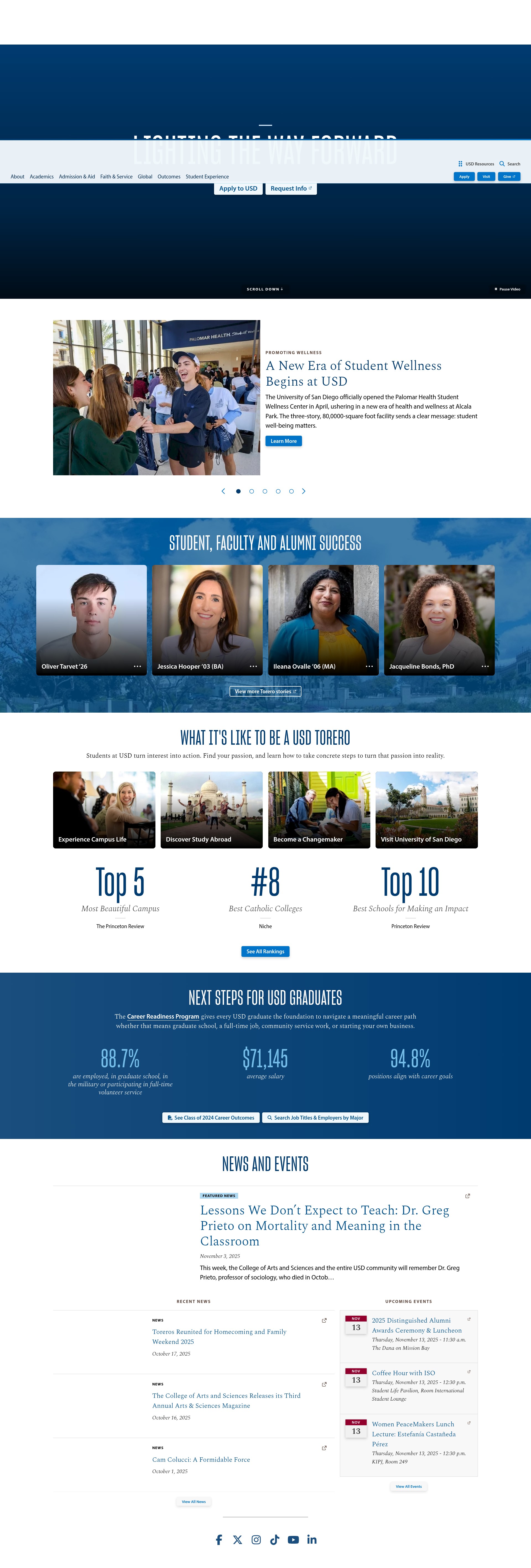 Screenshot of sandiego.edu