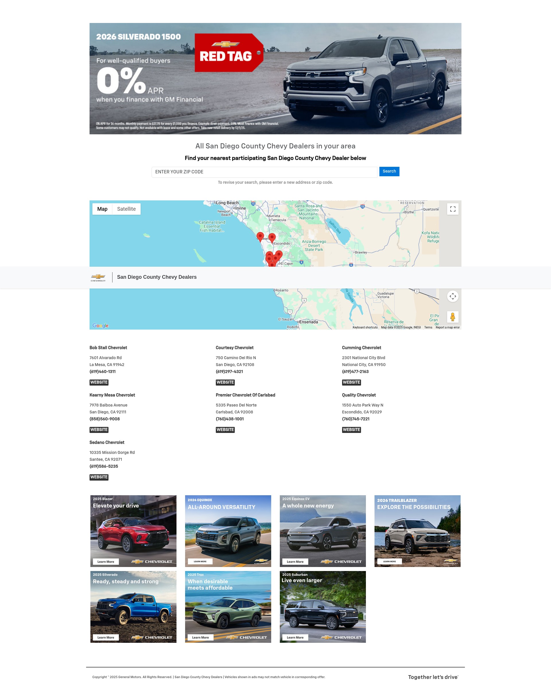 Screenshot of sandiegocountychevydealers.com