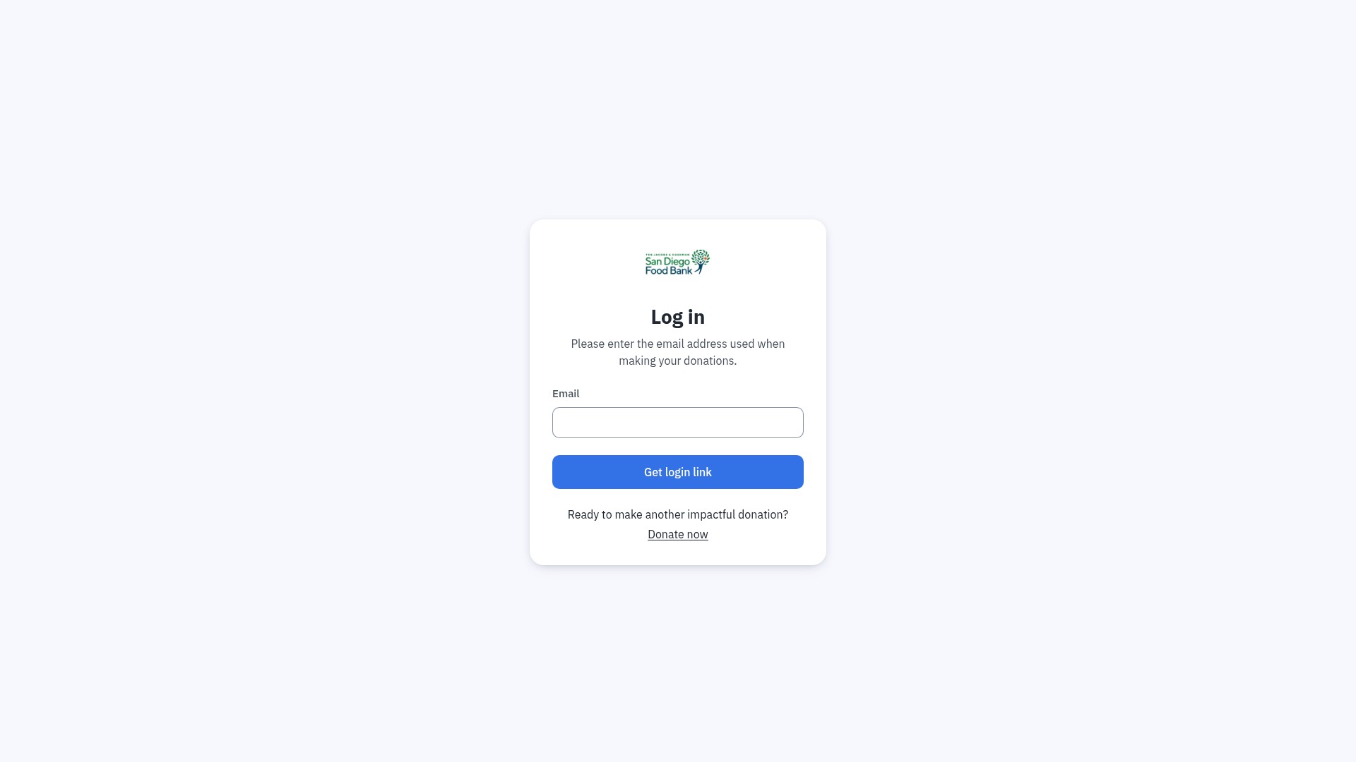 Screenshot of sandiegofoodbank.donorsupport.co