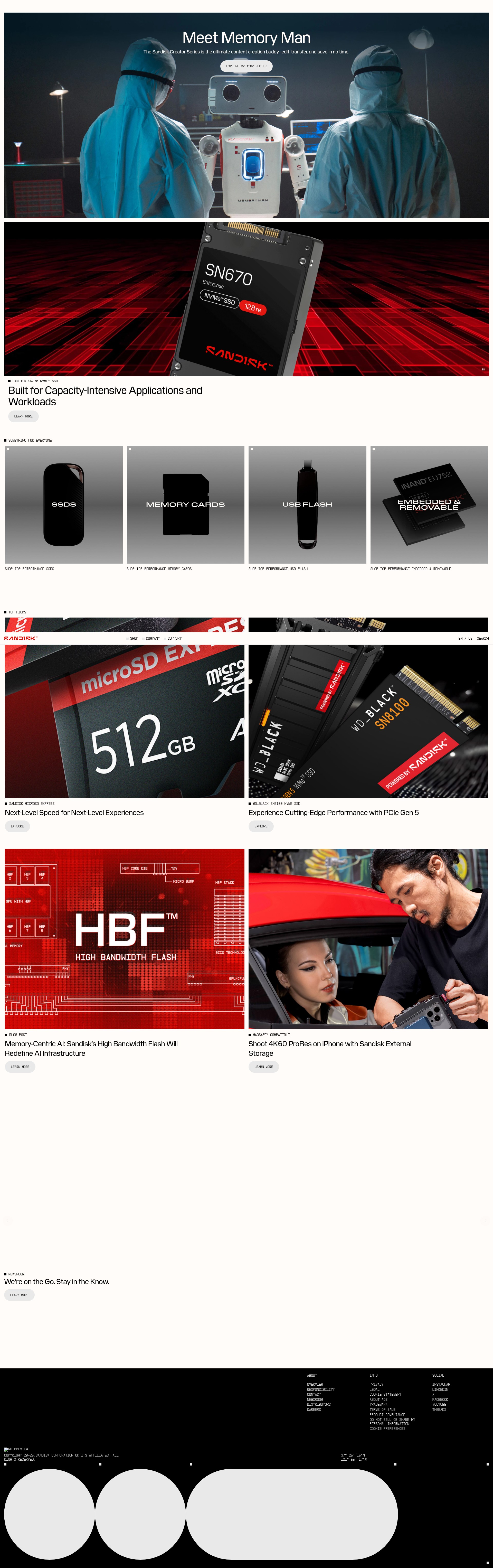 Screenshot of sandisk.com