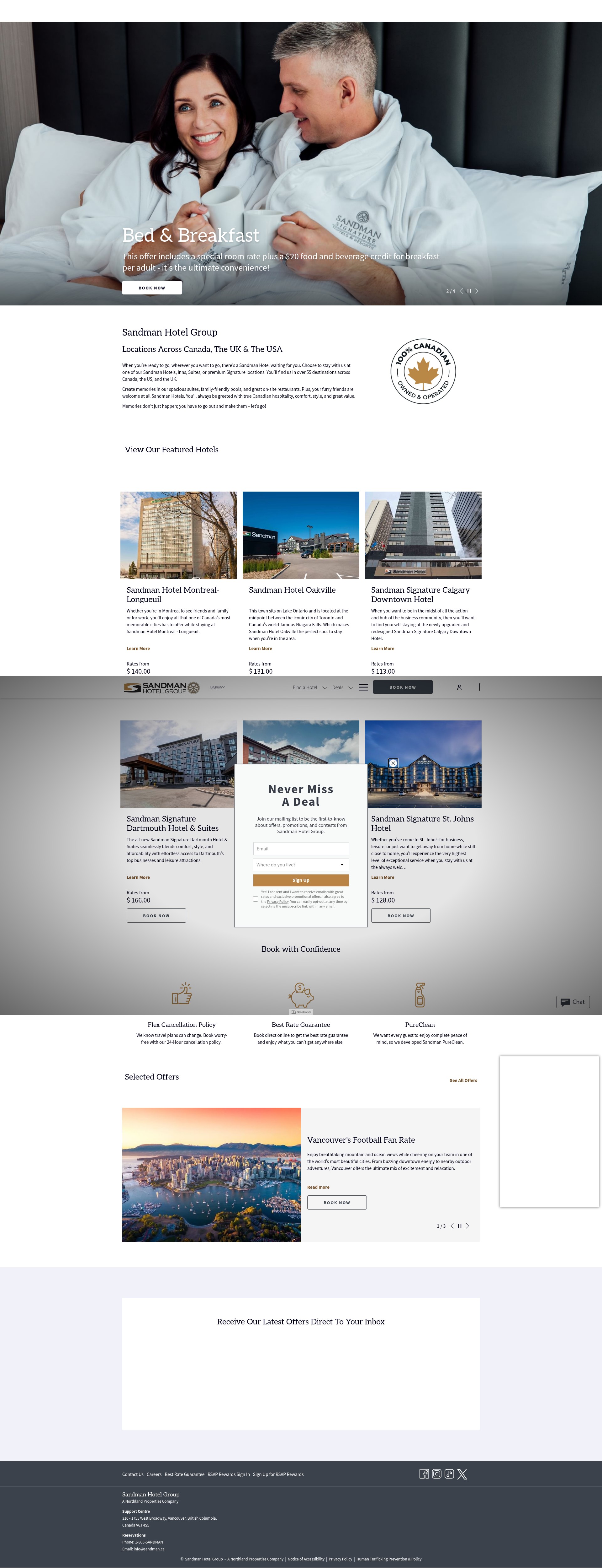 Screenshot of sandmanhotels.com