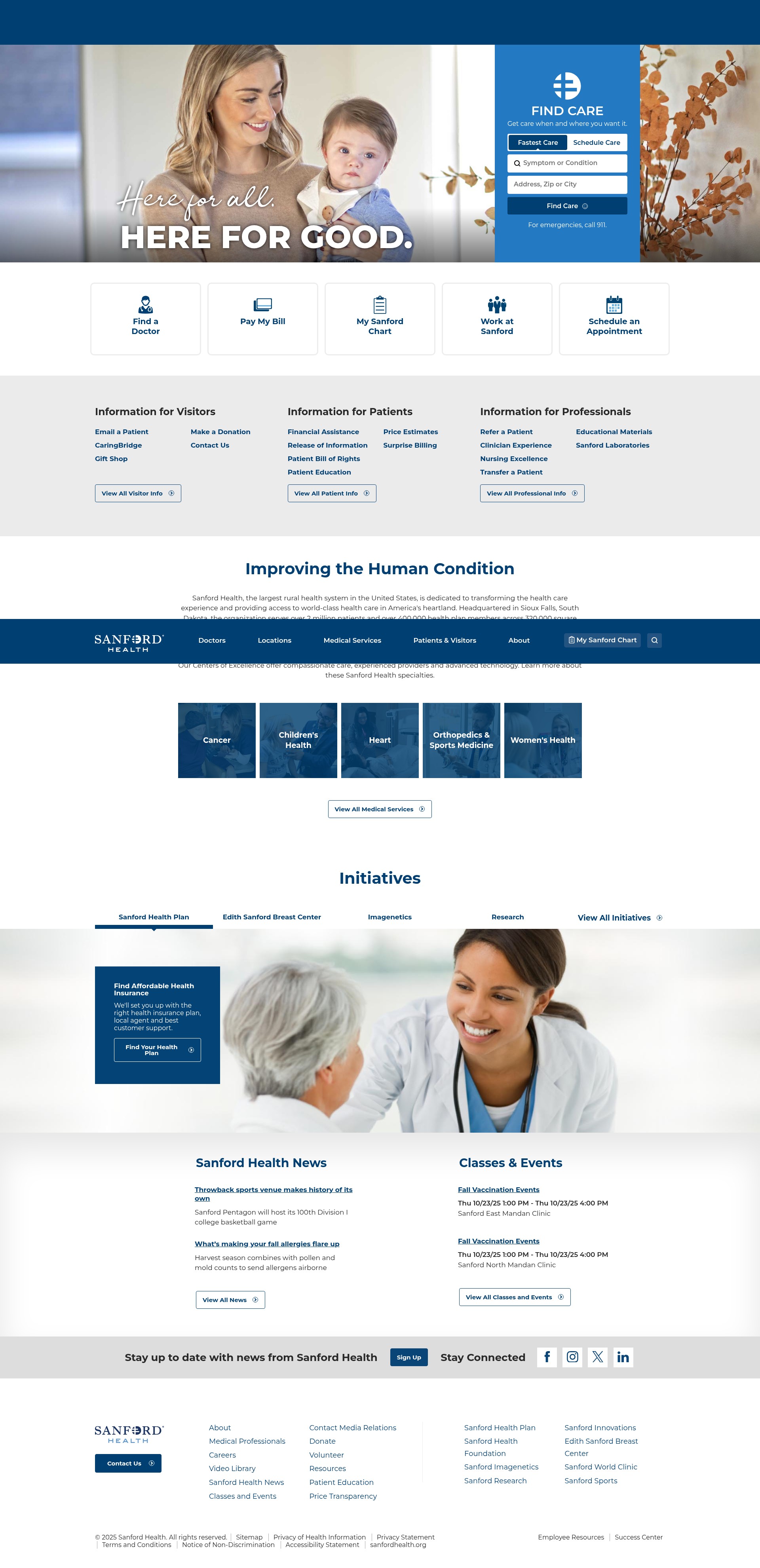 Screenshot of sanfordhealth.org