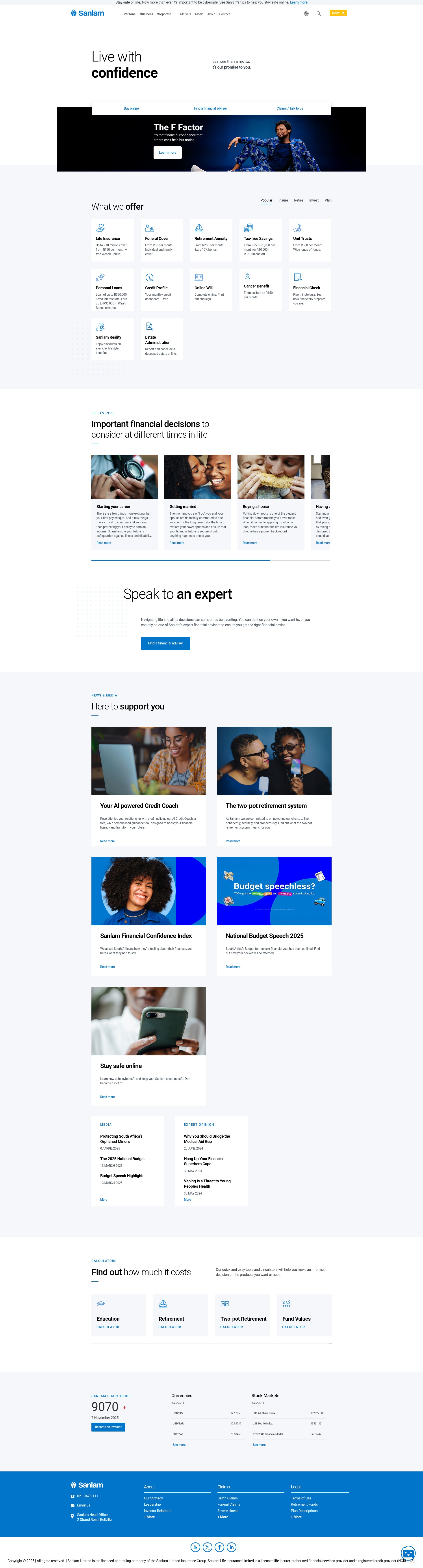 Screenshot of sanlam.co.za
