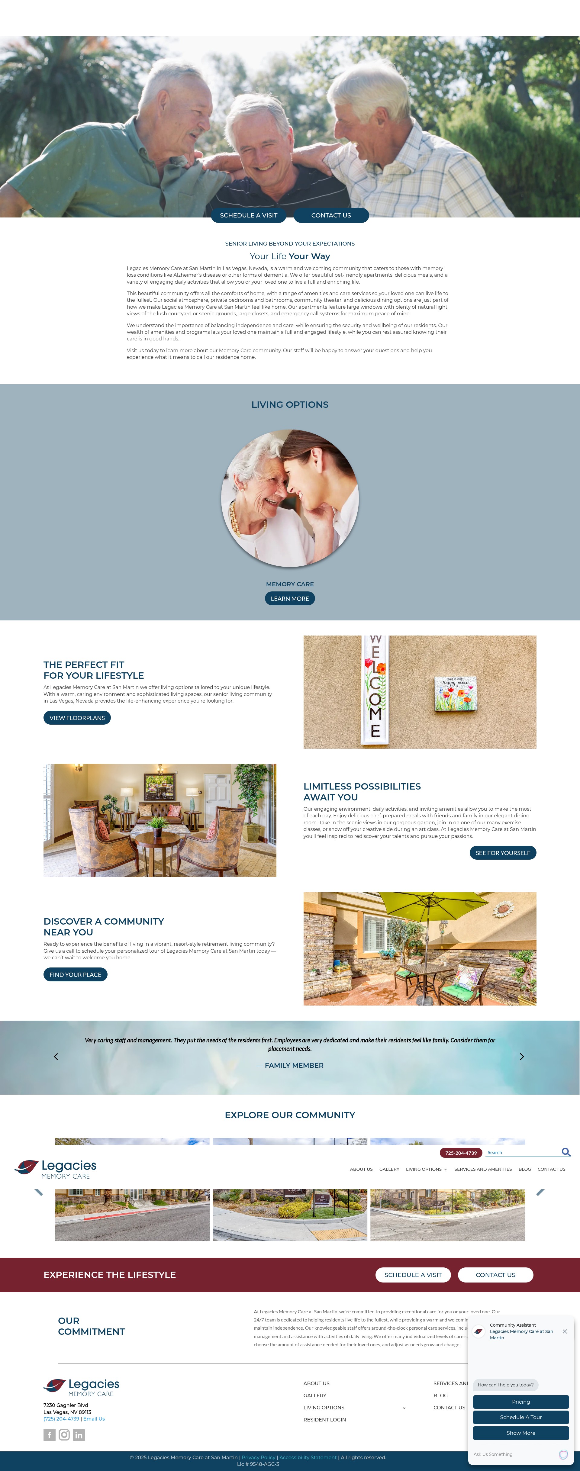 Screenshot of sanmartinlegaciesmemorycare.com