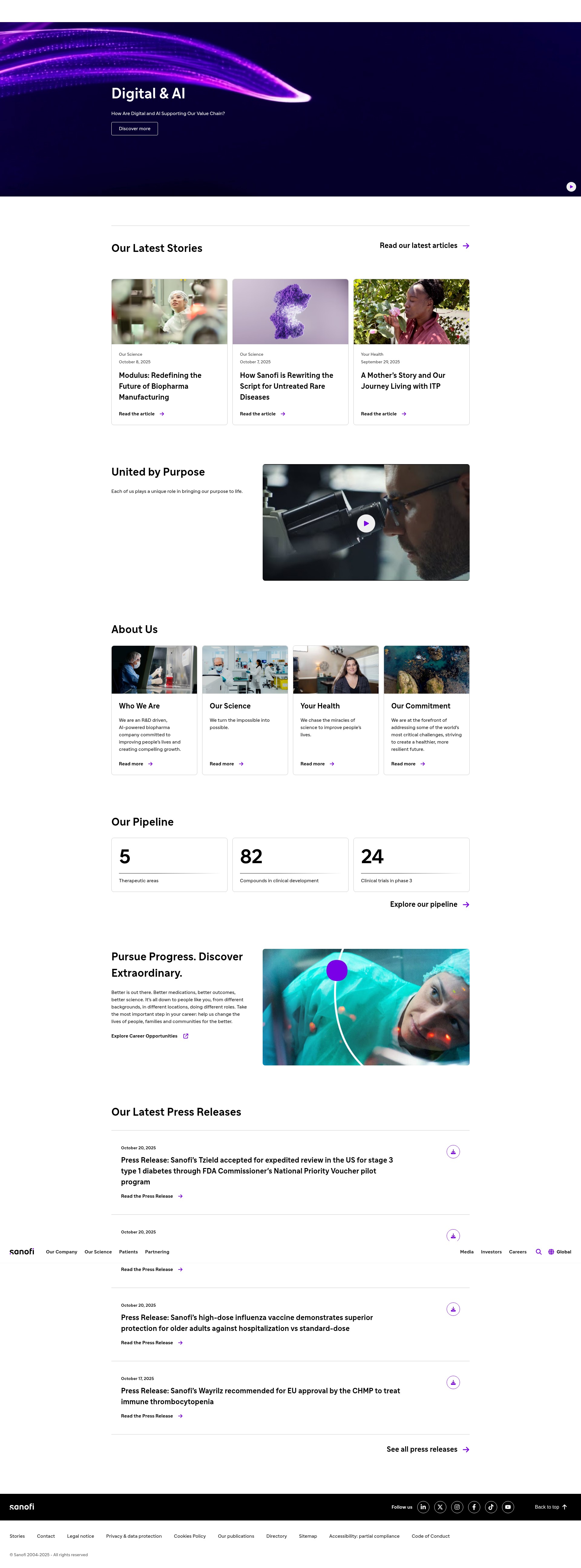 Screenshot of sanofi.com