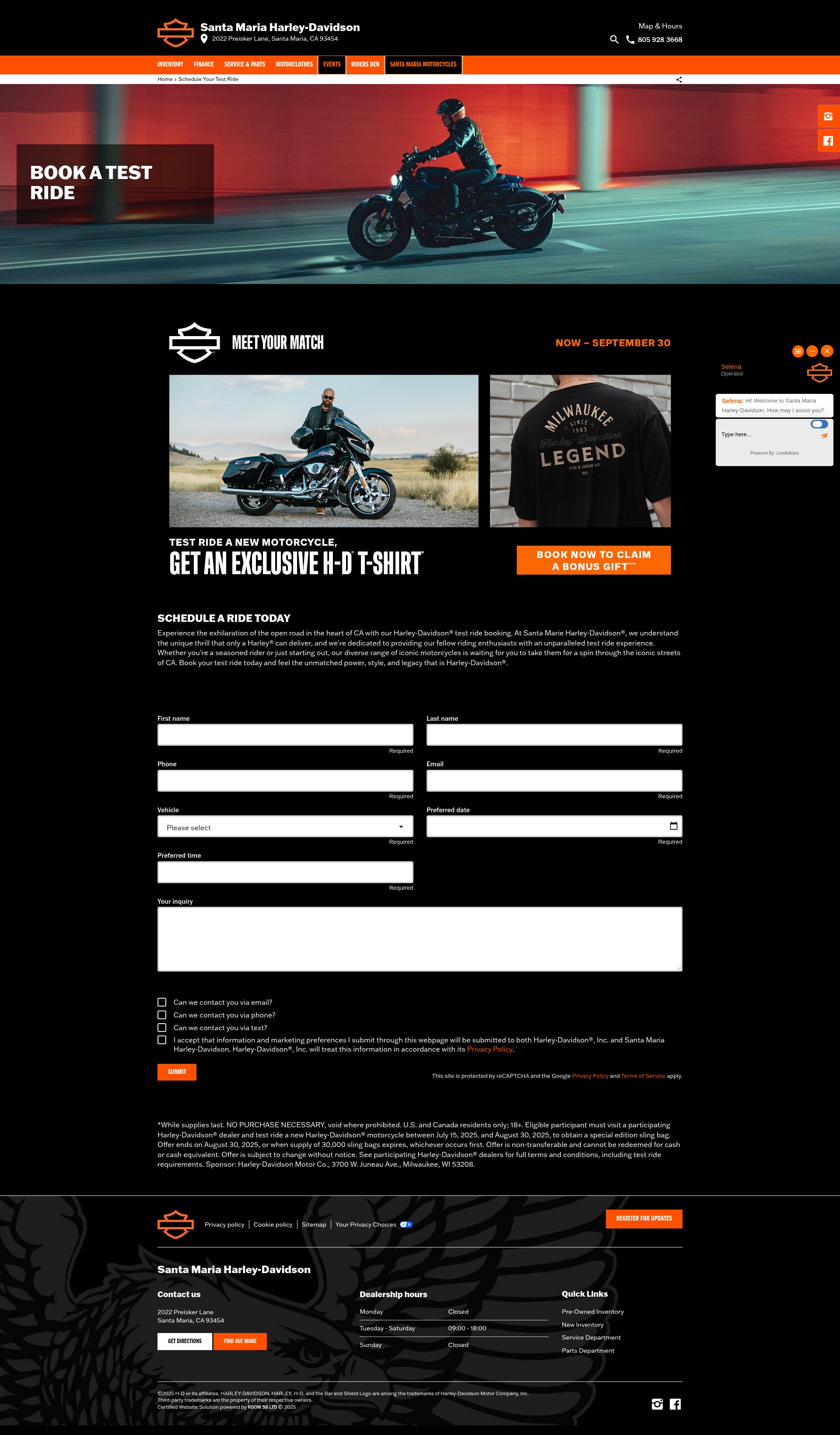 Screenshot of santamariaharley.com