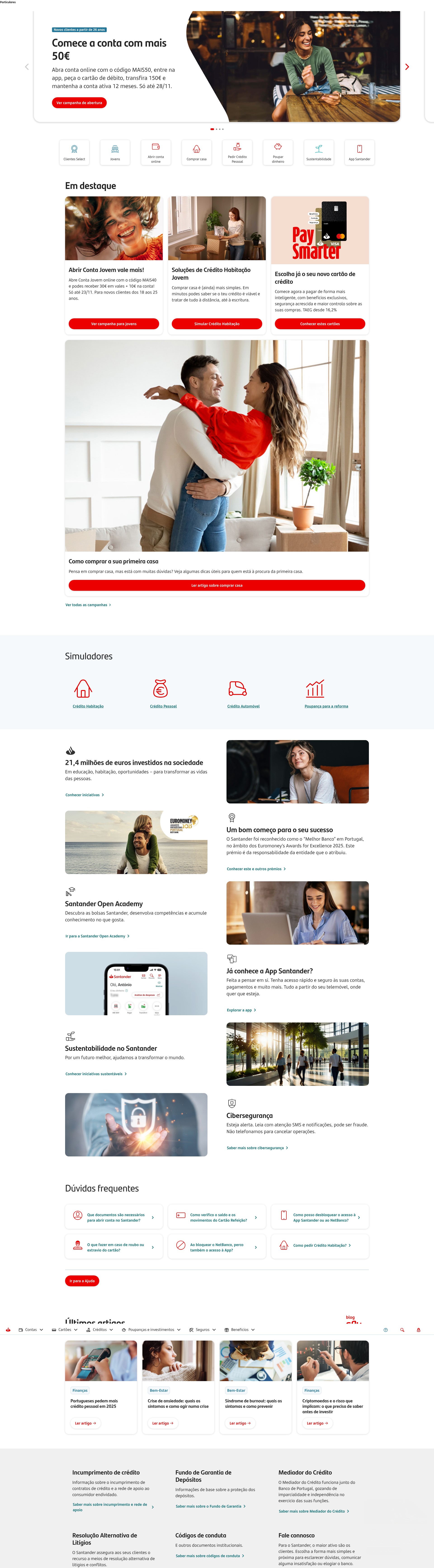 Screenshot of santander.pt