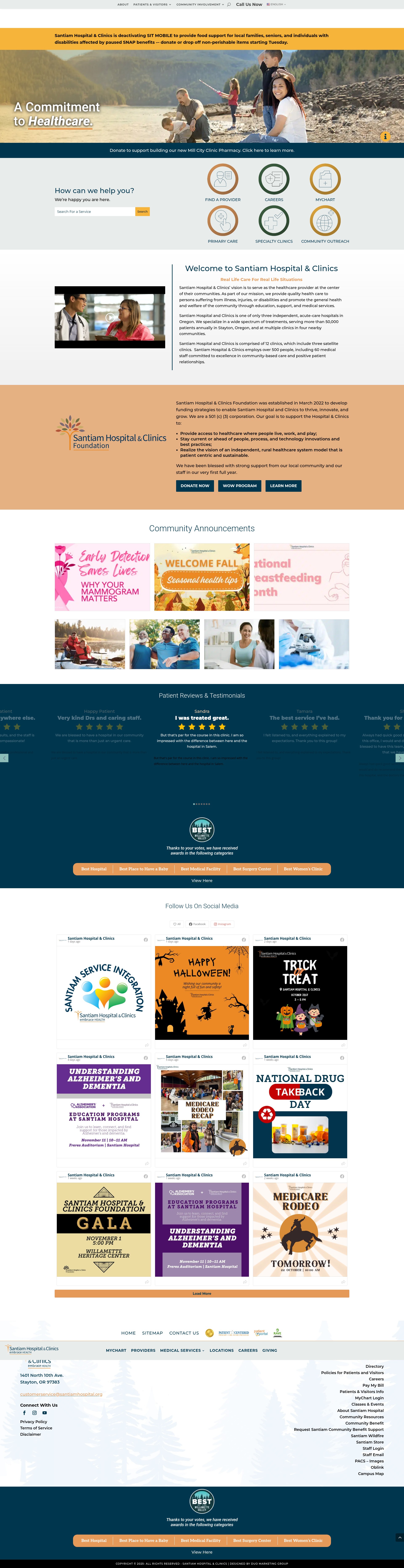 Screenshot of santiamhospital.org