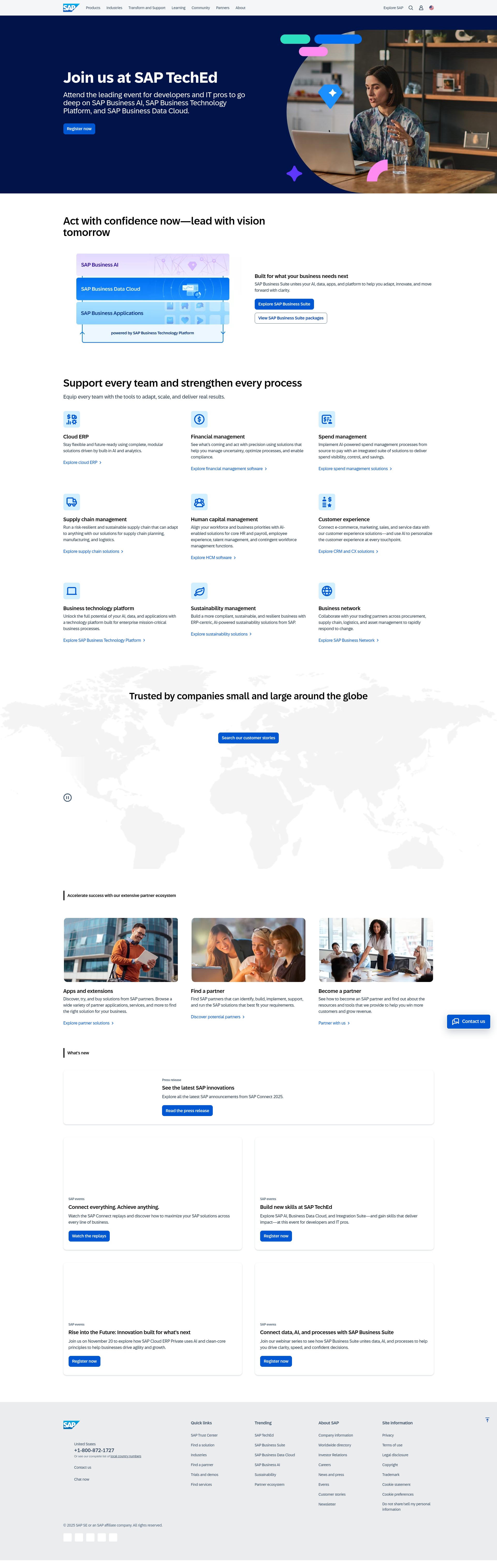 Screenshot of sap.com