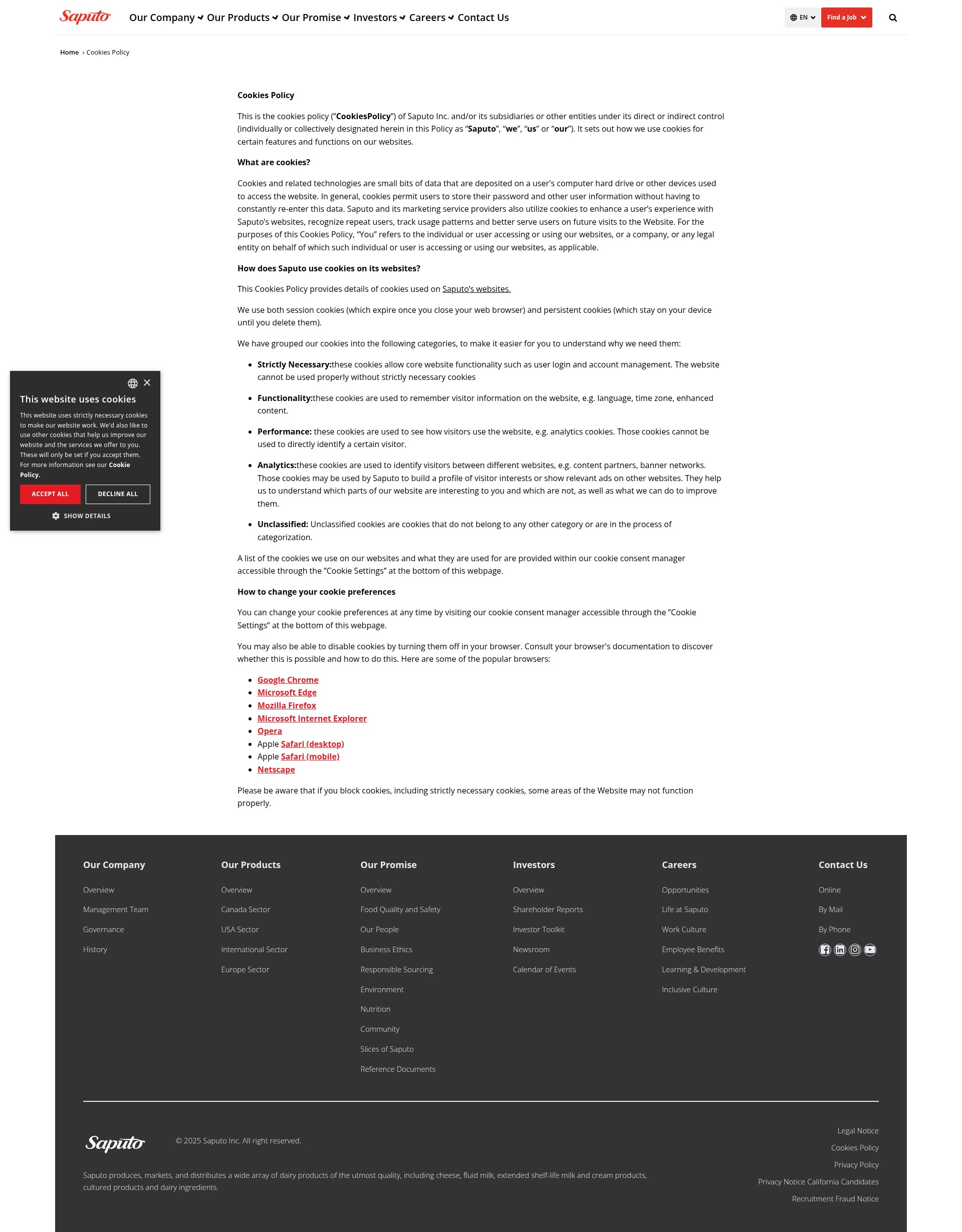 Screenshot of saputo.com