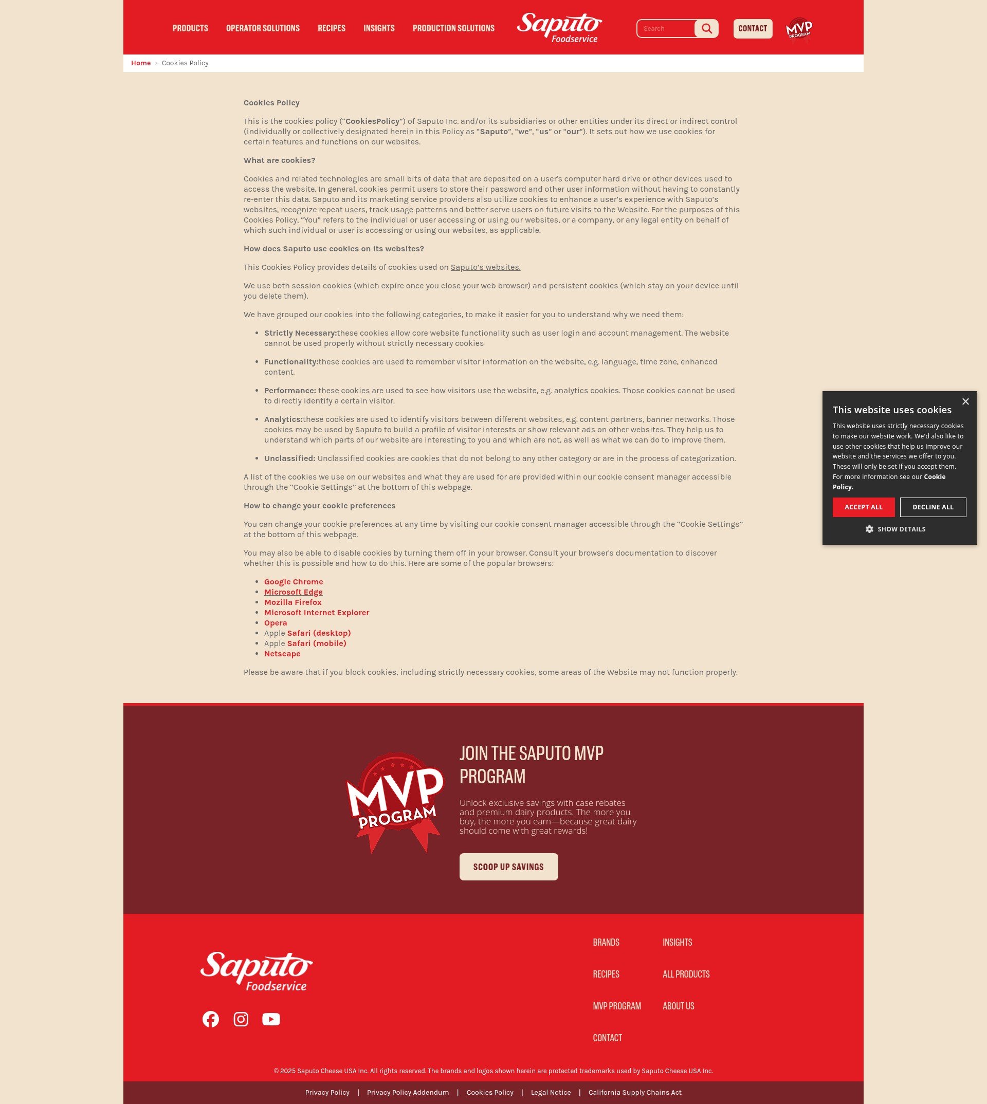 Screenshot of saputousafoodservice.com