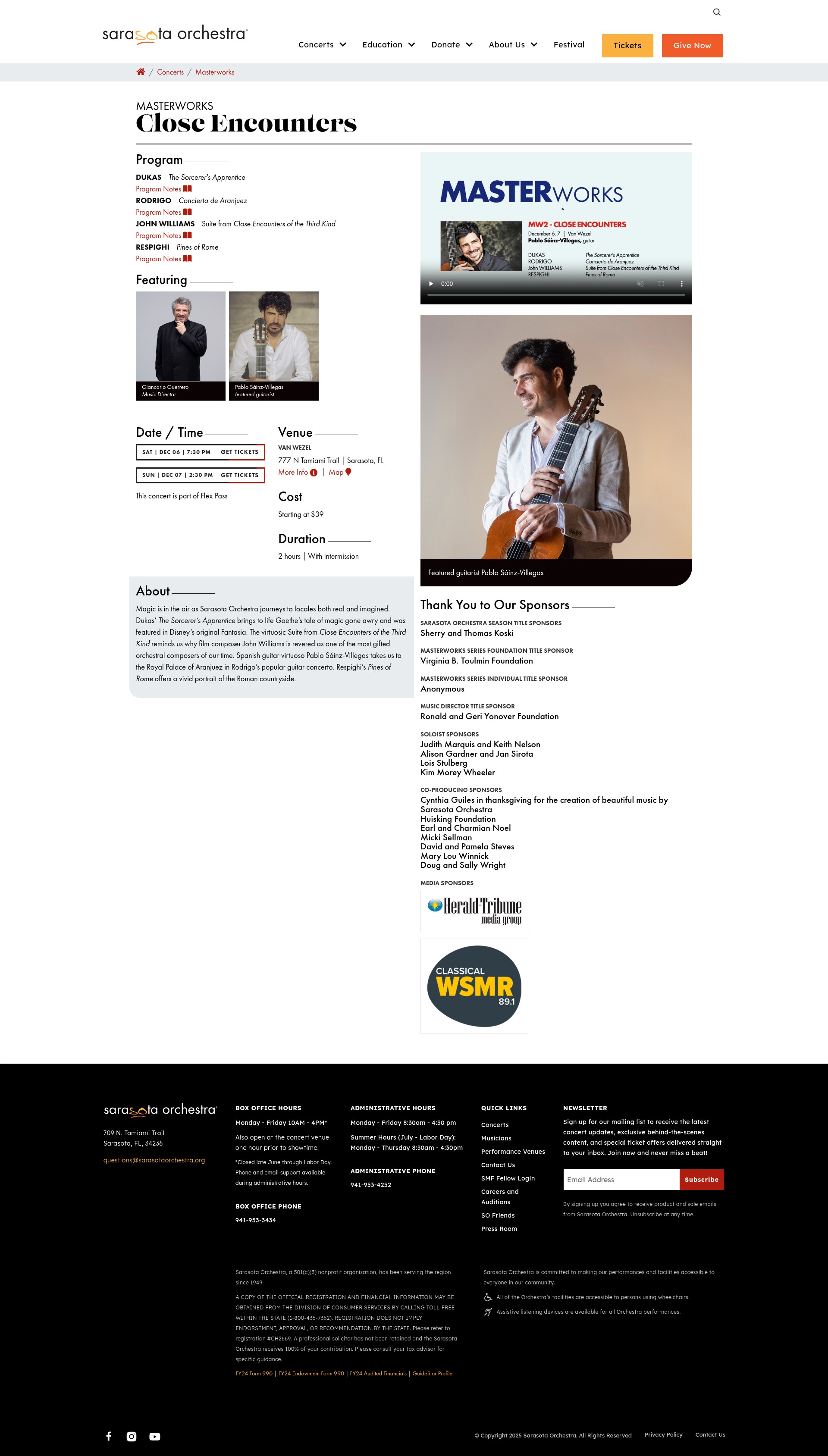 Screenshot of sarasotaorchestra.org
